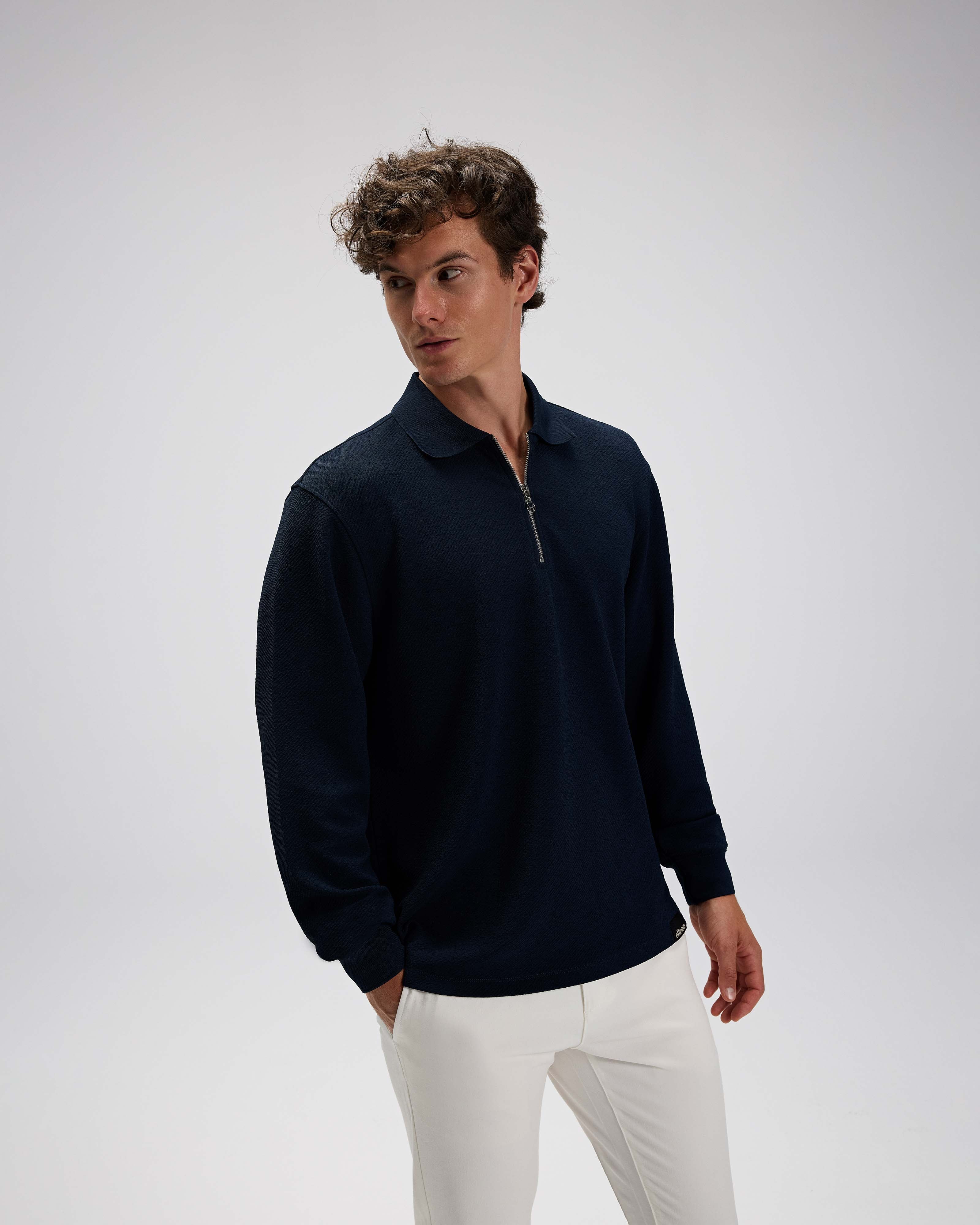 Ellesse Erkek Polo Sweatshirt Em601-Nv
