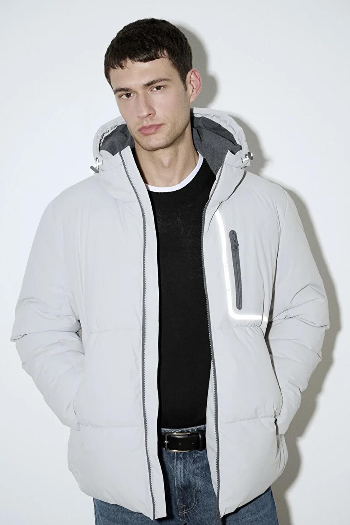 Mavi Kapüşonlu Erkek Ceket M0110463-7