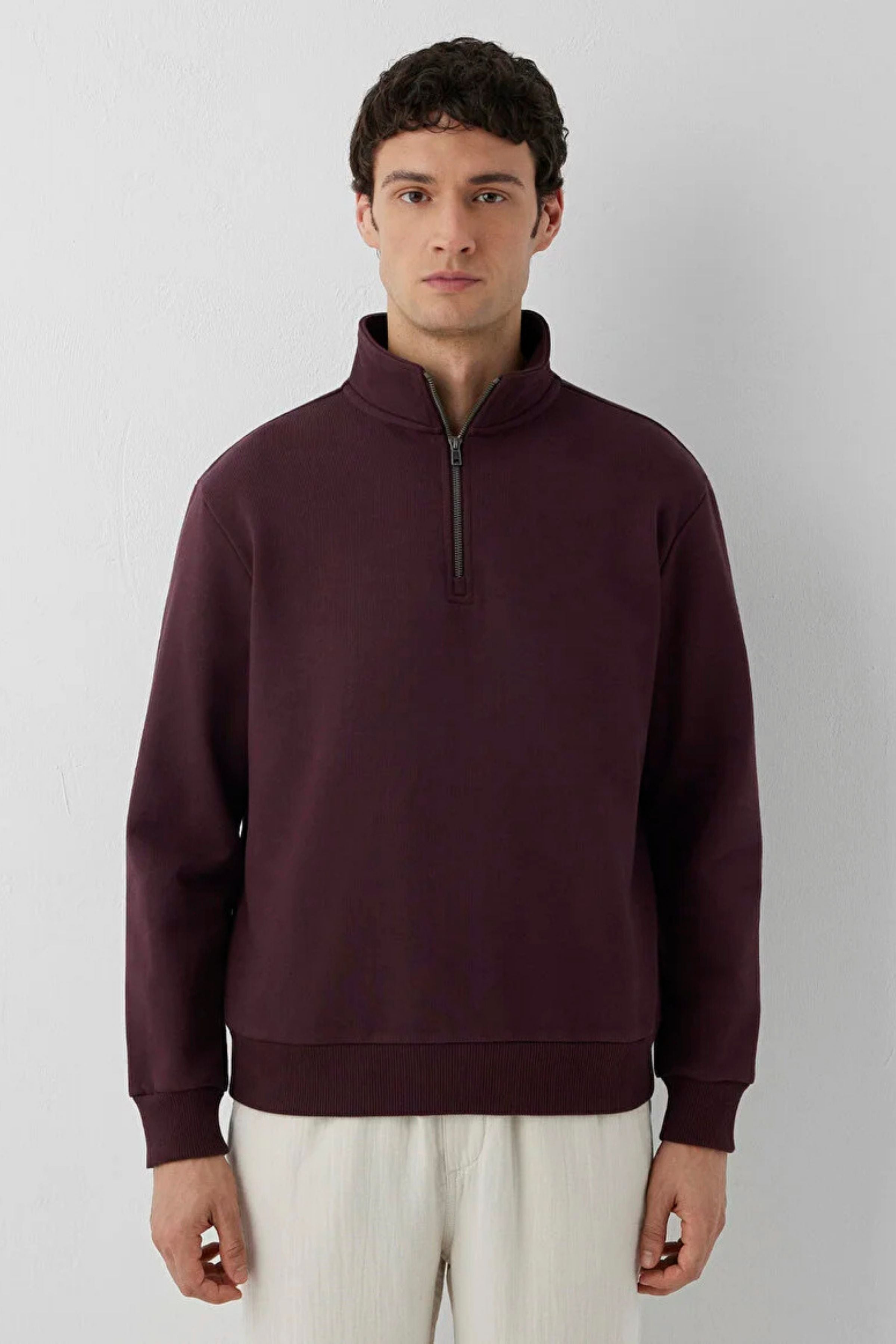 Mavi Yarım Fermuarlı Erkek Sweat M0S20027-70223