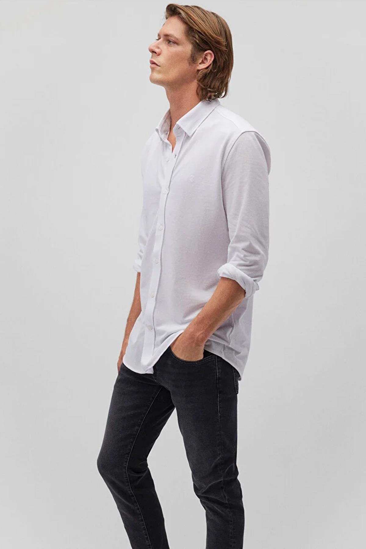 Mavi Uzun Kol Erkek Gömlek M0211092-6