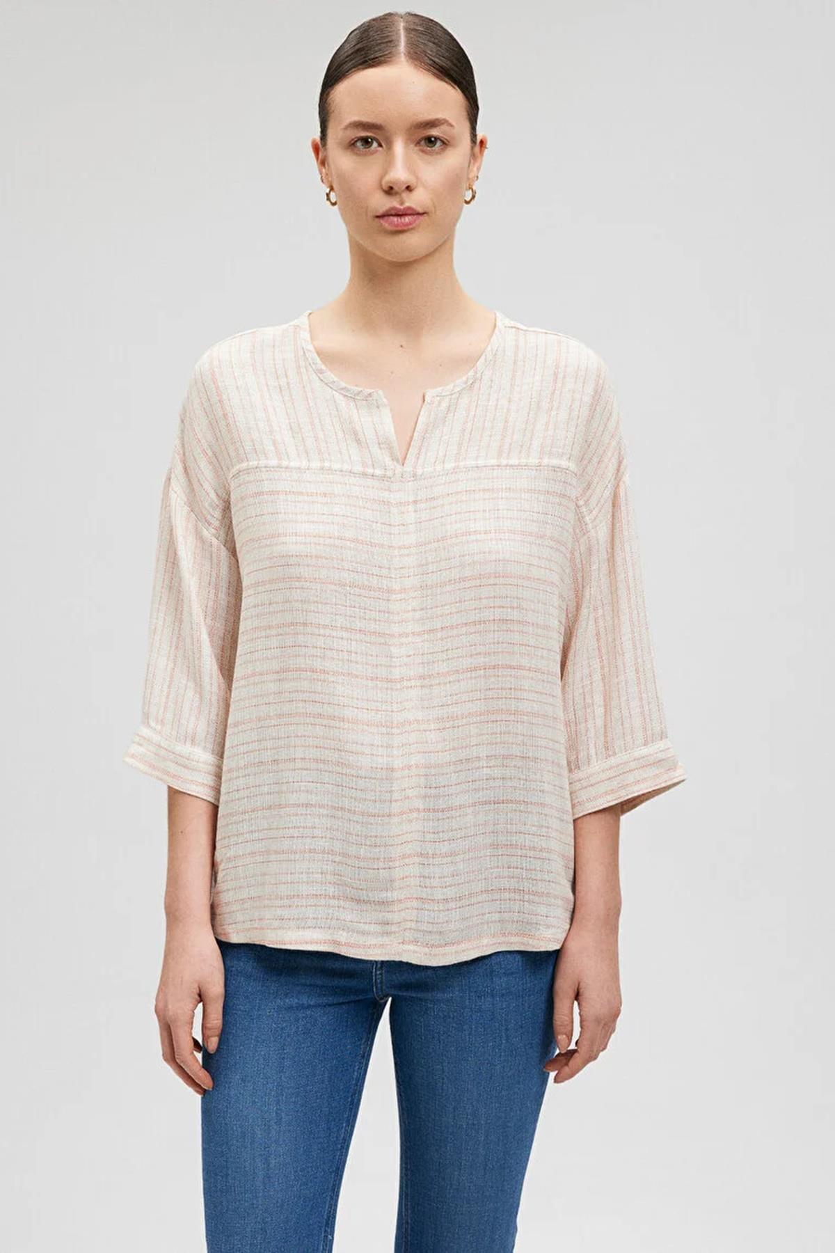 Mavi Kısa Kollu Kadın Gömlek M1210328-8B