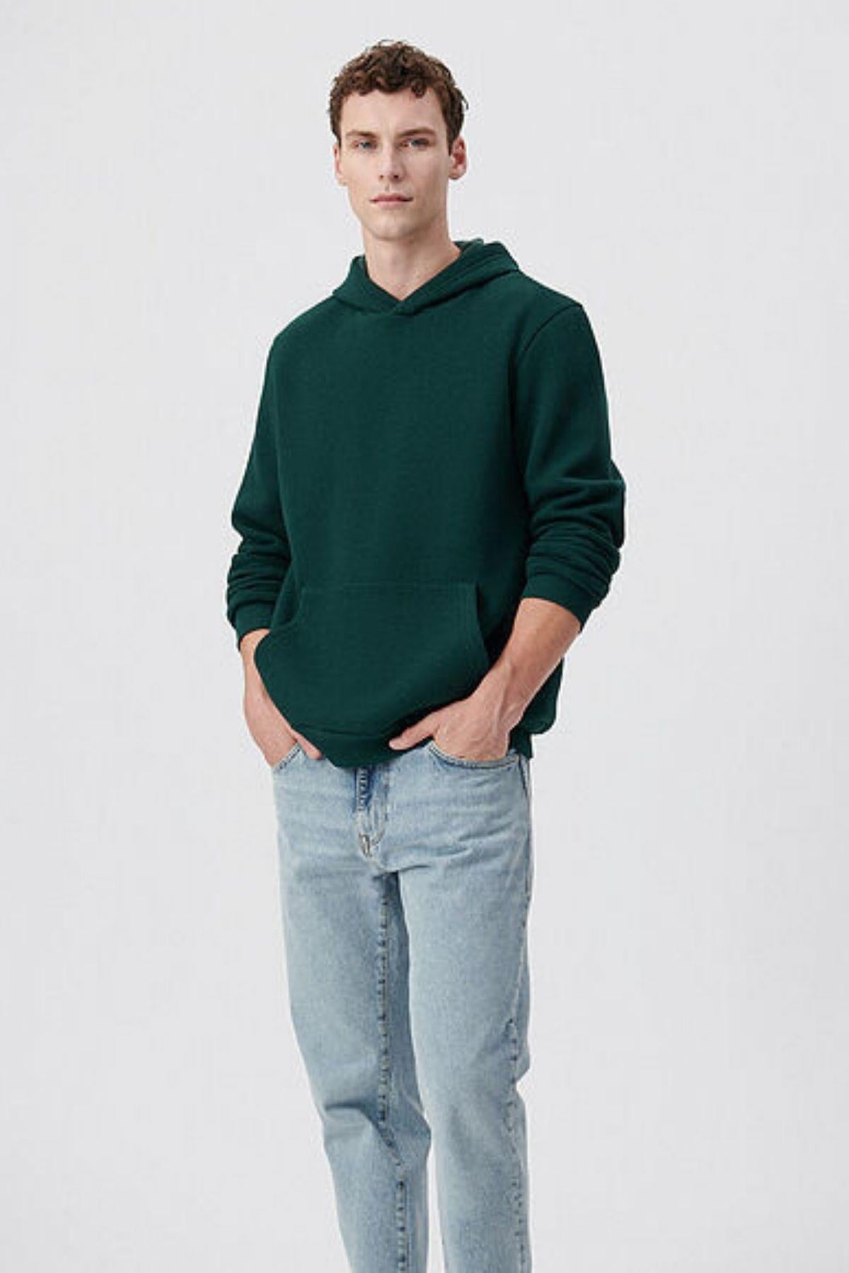 Mavi Kapüşonlu Erkek Sweat M0610937-8Ky
