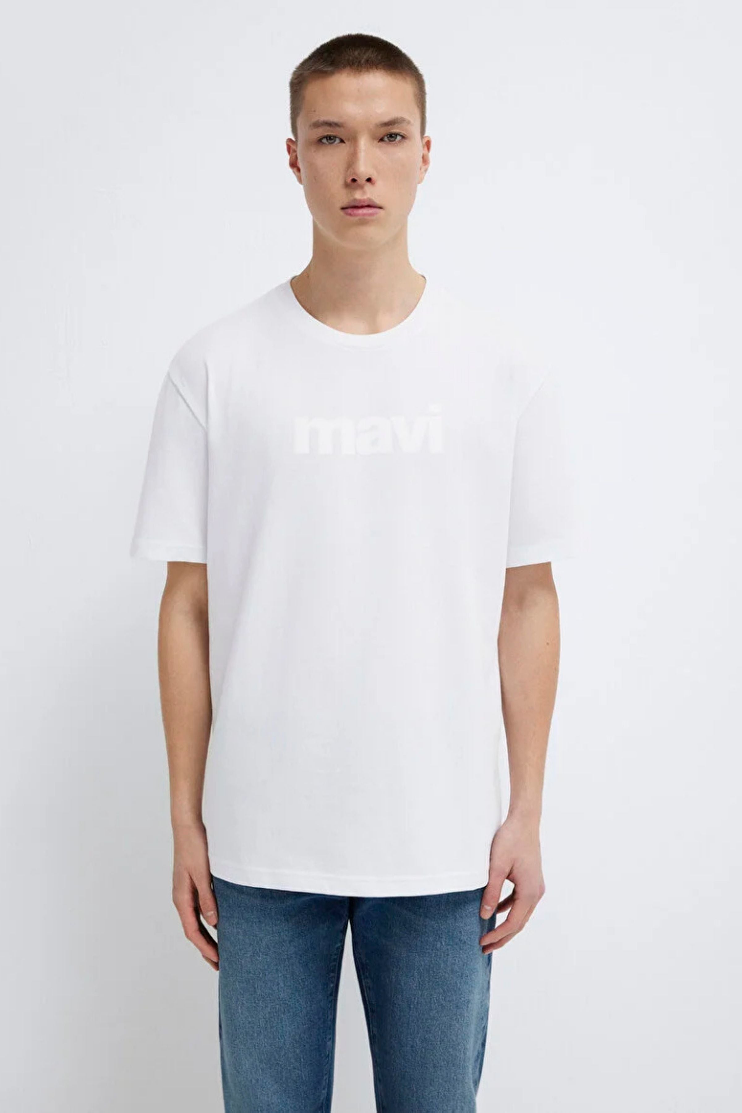 Mavi Mavi Logo Beyaz Erkek Tişört M0611807-620