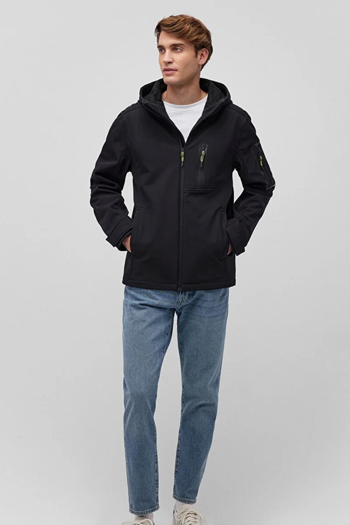 Mavi Kapüşonlu Erkek Ceket M0110264-9