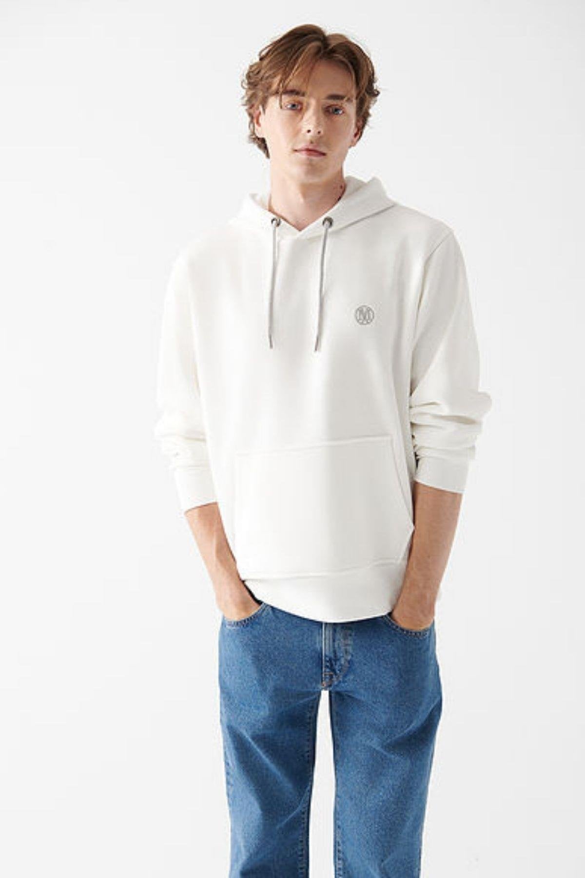Mavi Kapüşonlu Erkek Sweat M065809-34