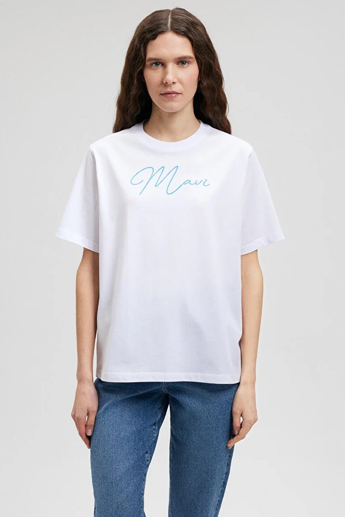 Mavi Baskılı Kadın Tişört M1612419-6