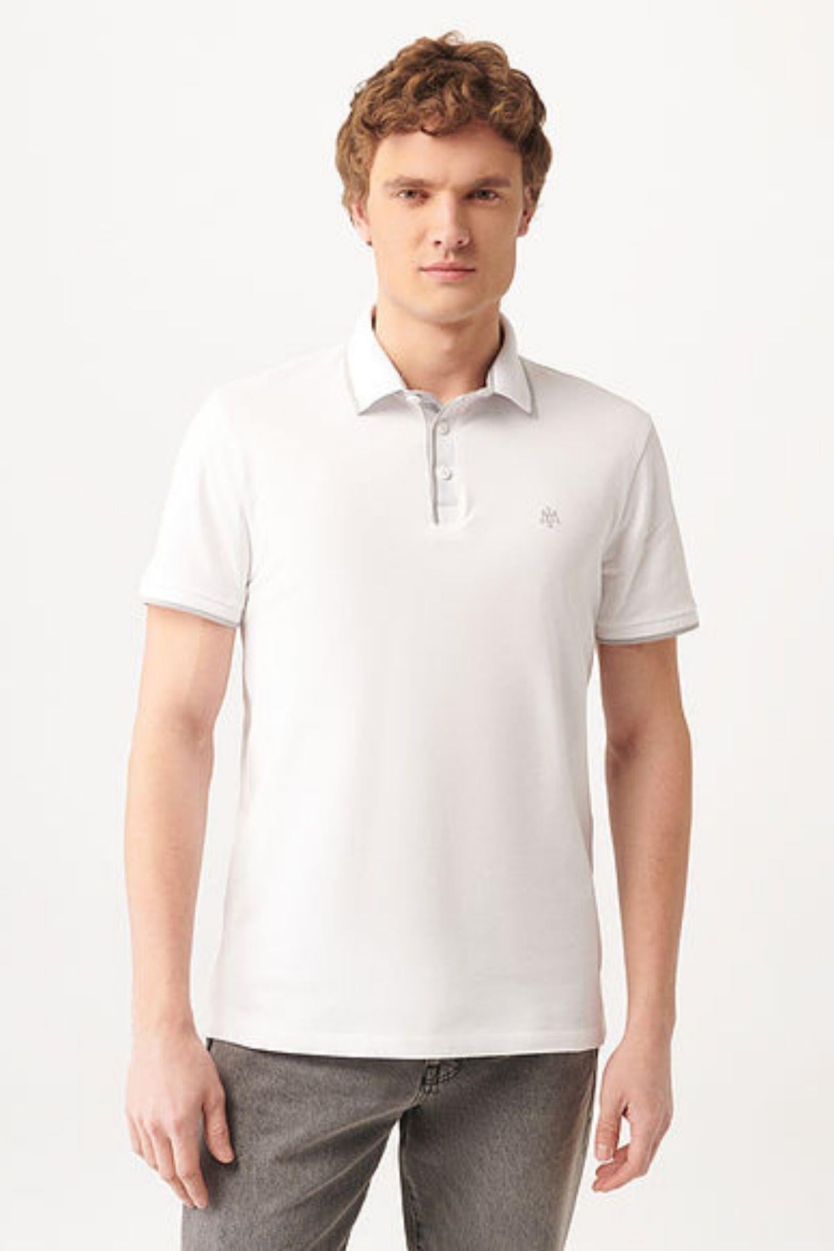 Mavi Polo Beyaz Erkek Tişört 062373-278