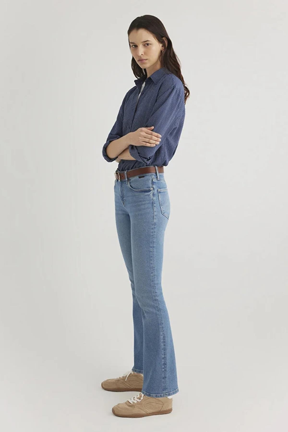 Mavi Uzun Kollu Kadın Gömlek M1210683-8