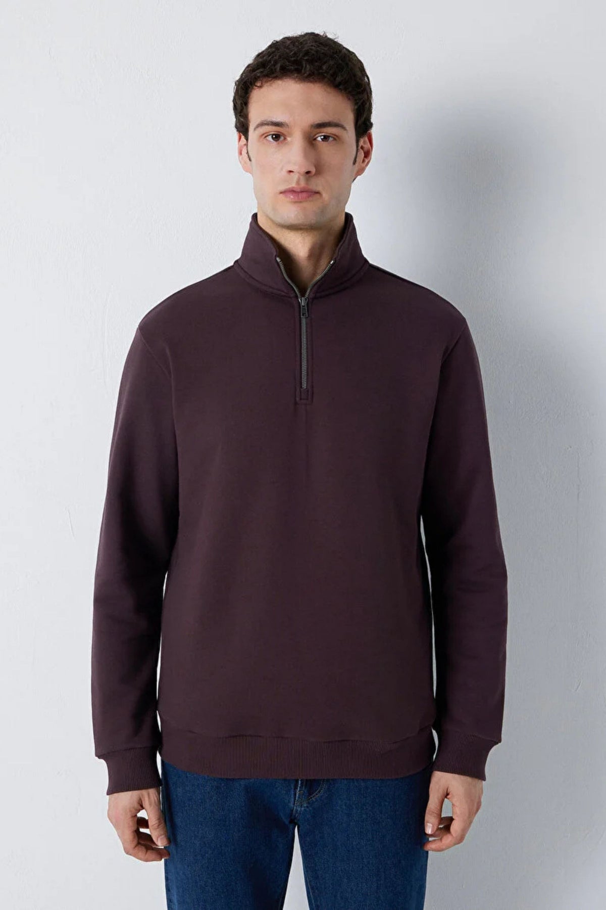 Mavi Yarım Fermuarlı Erkek Sweat M0S20027-88083