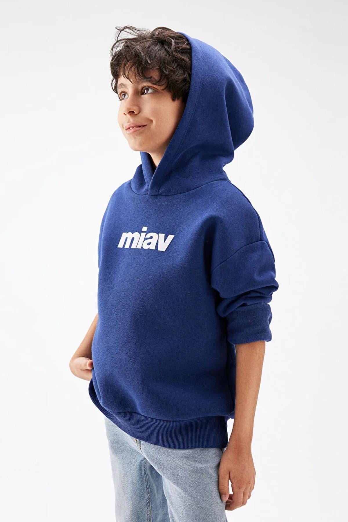 Mavi Mıav Baskılı Erkek Çocuk Sweat M6S10028-7