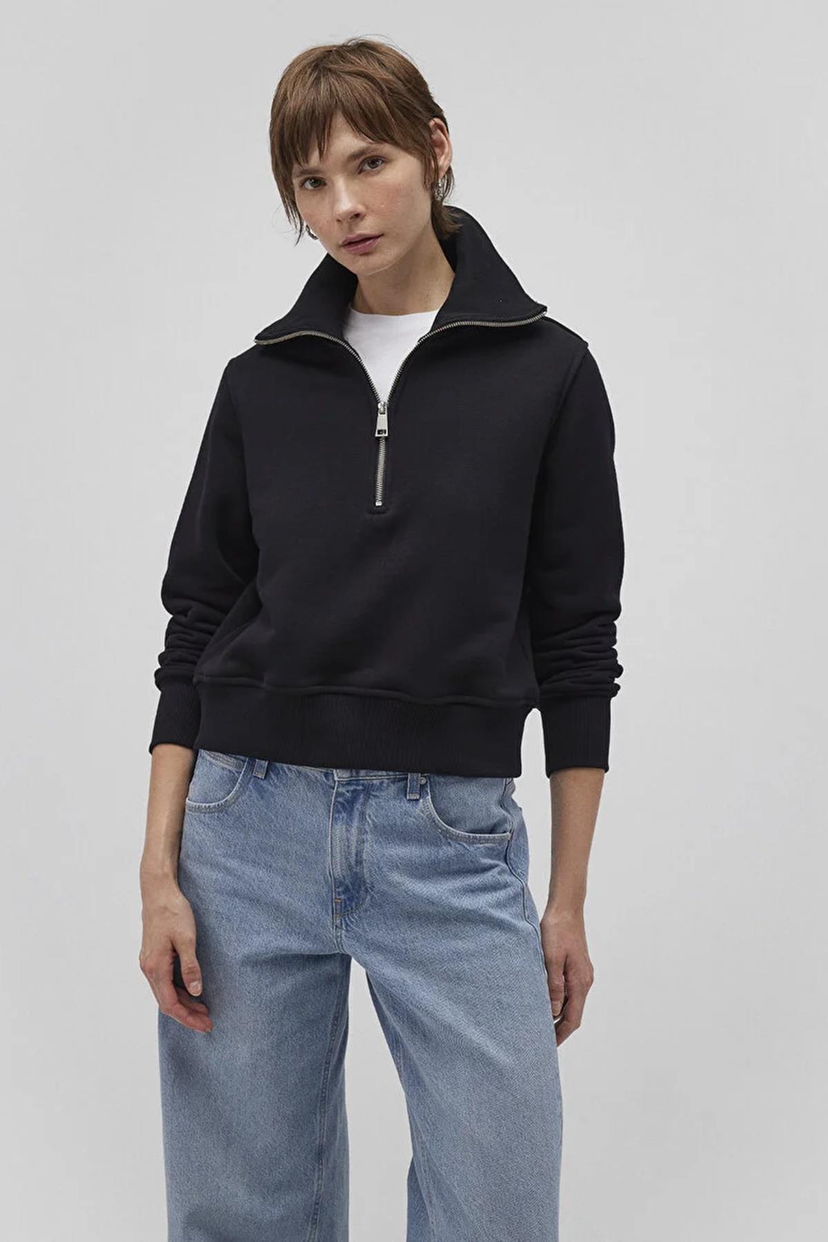 Mavi Yarım Fermuarlı Kadın Sweat M1S10145-9