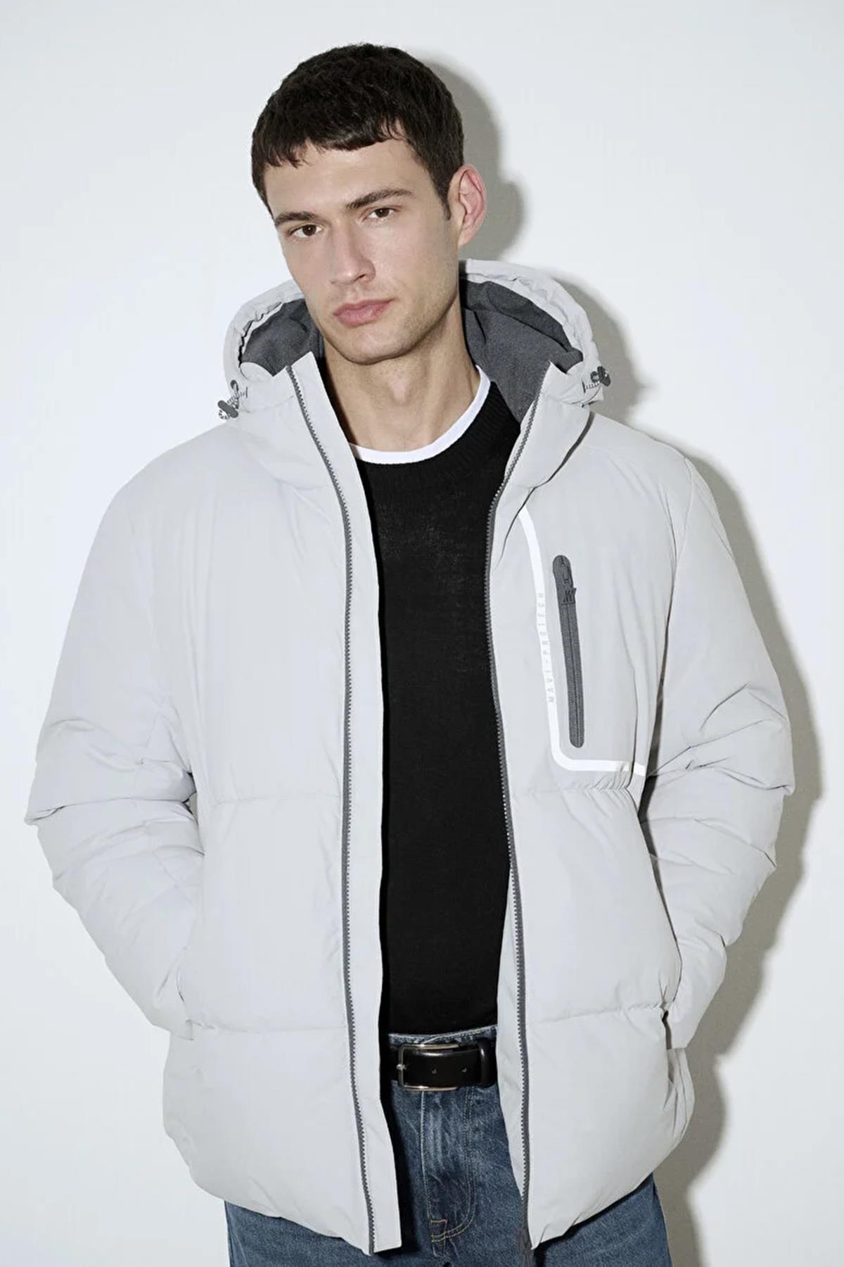 Mavi Kapüşonlu Erkek Ceket M0110463-7