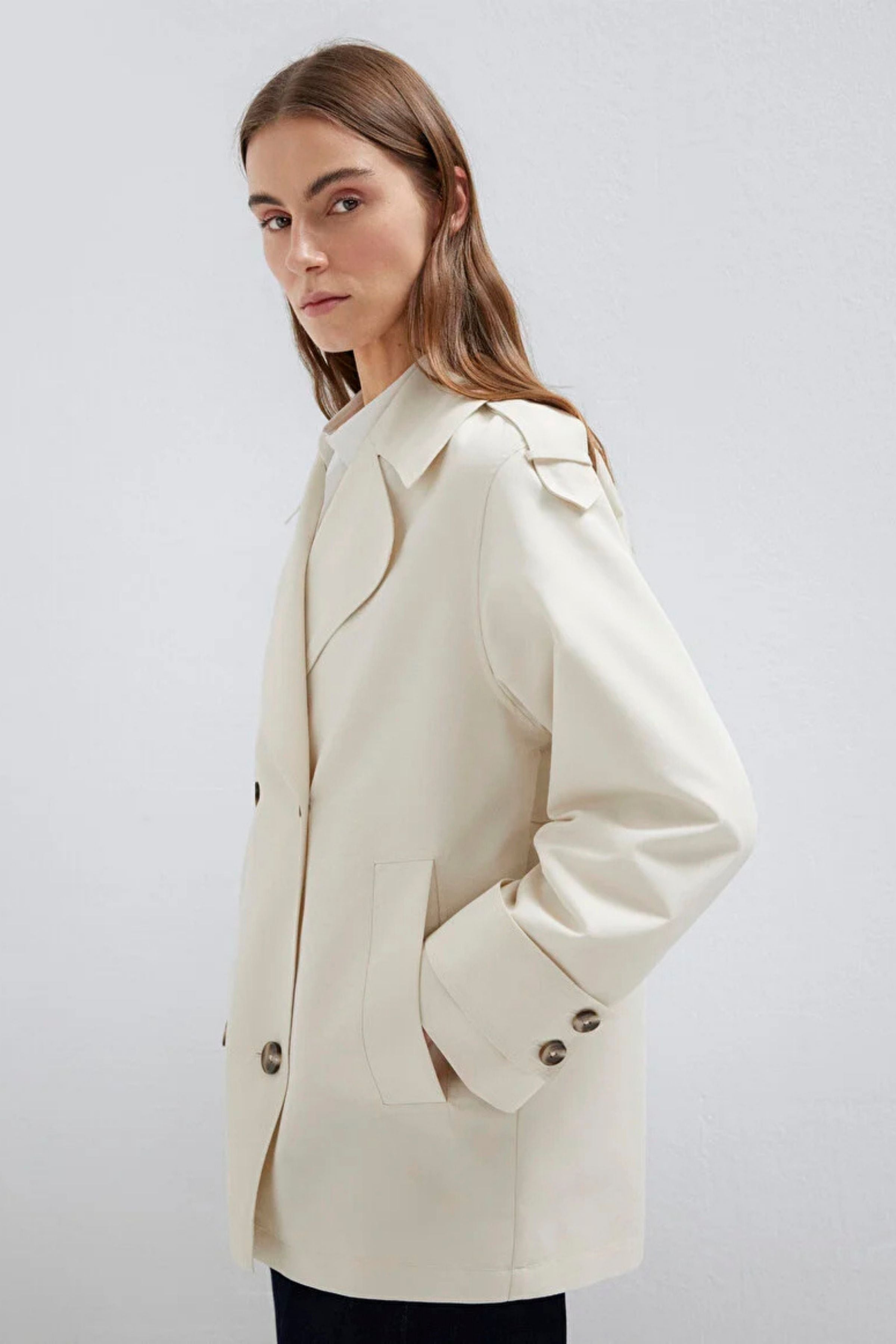 Mavi Kadın Trenchcoat Vanilya Beyaz Kadın Ceket M1110807-70056