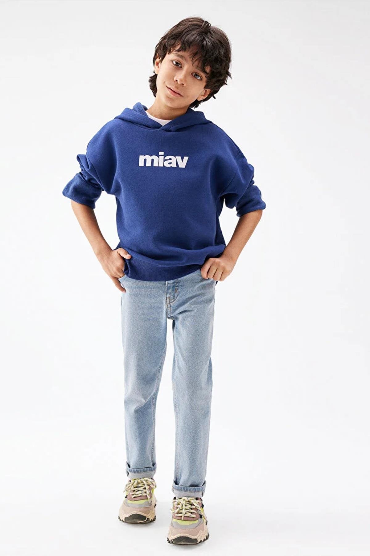 Mavi Mıav Baskılı Erkek Çocuk Sweat M6S10028-7