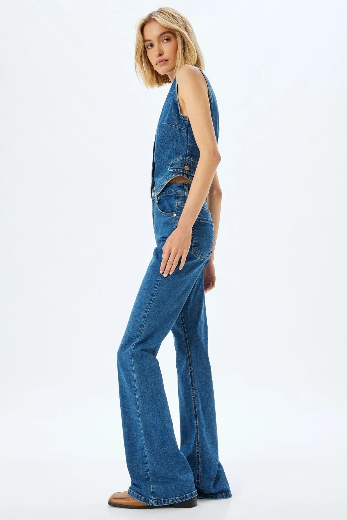 Koton Kadın Jean Pantolon 5Wal40203Mdmıd