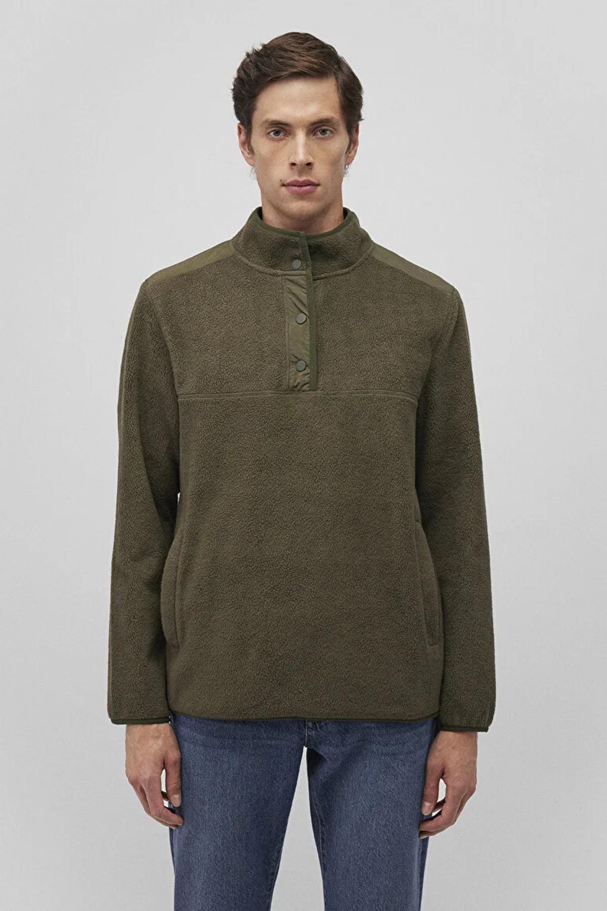 Mavi Düğmeli Erkek Sweat M0S10249-7