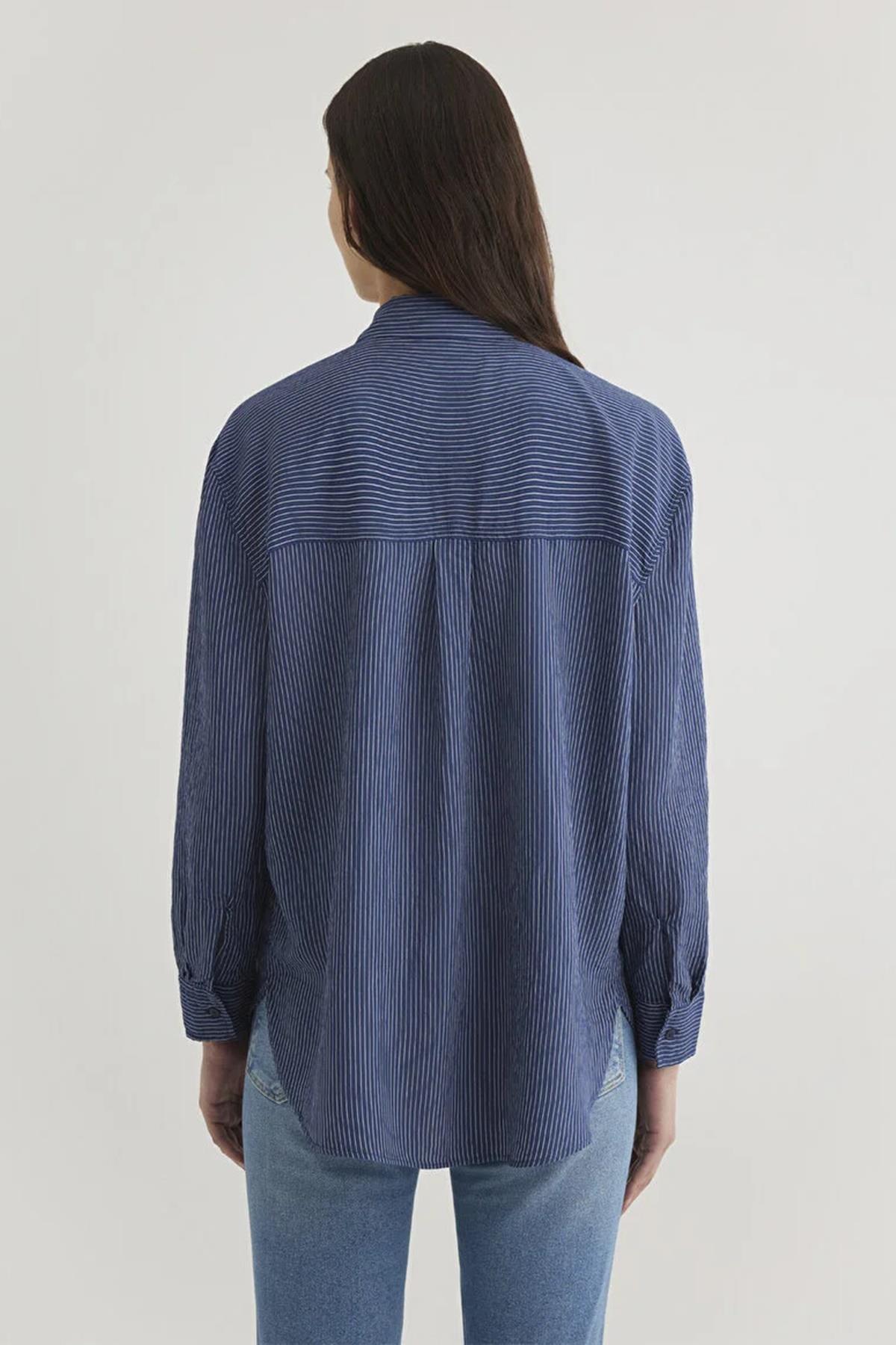 Mavi Uzun Kollu Kadın Gömlek M1210683-8