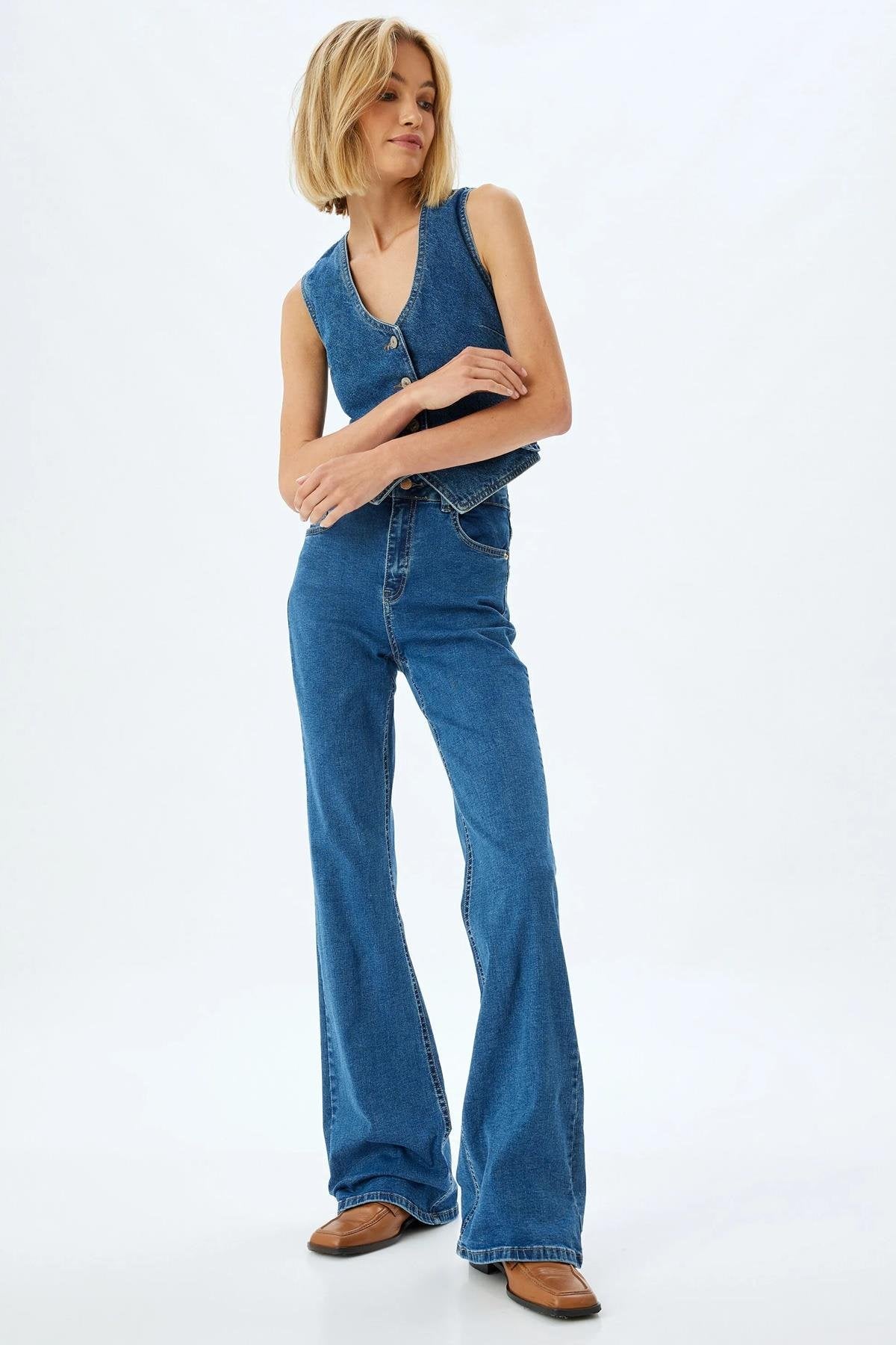 Koton Kadın Jean Pantolon 5Wal40203Mdmıd