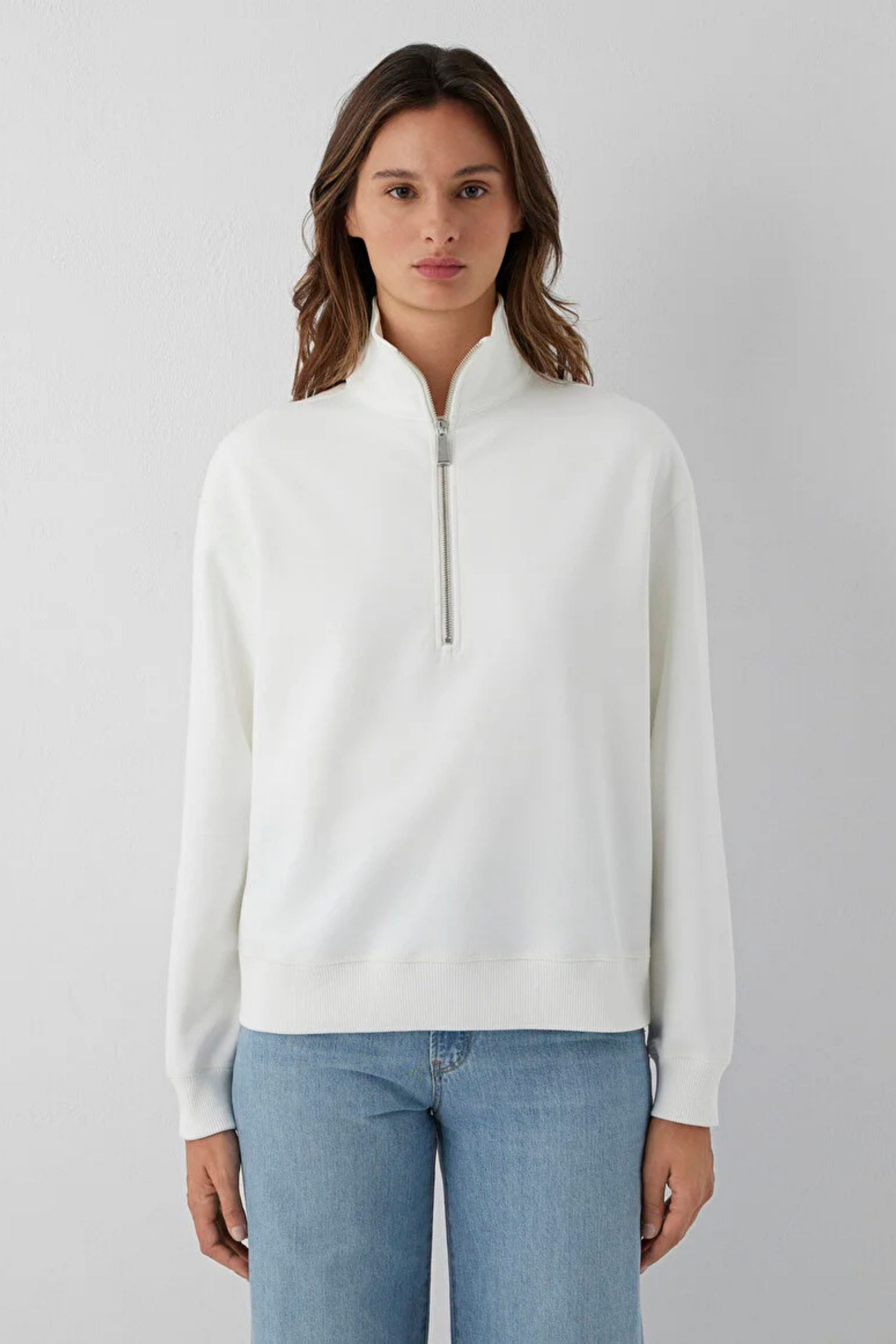Mavi Yarım Fermuarlı Kadın Sweat M1s10572
