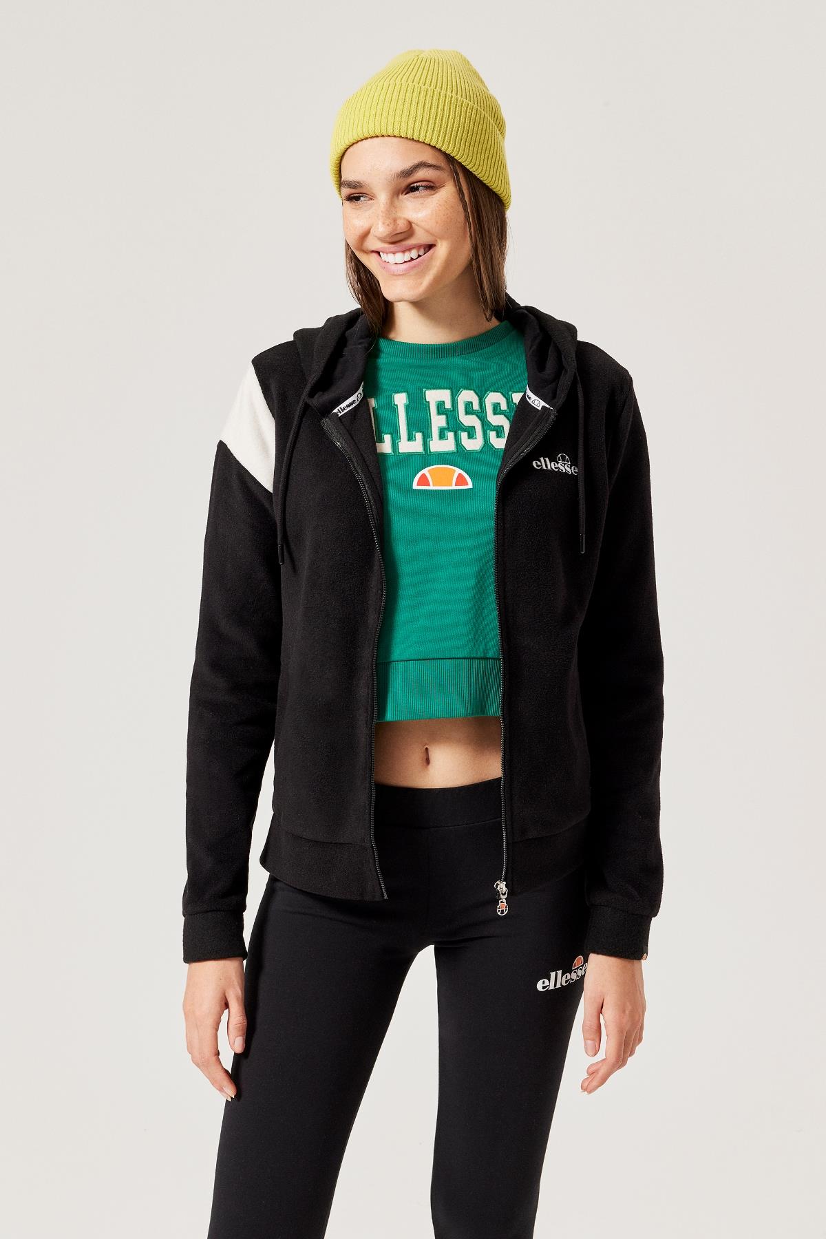 ellesse Kadın Fermuarlı Kapüşonlu Polar F014-BK