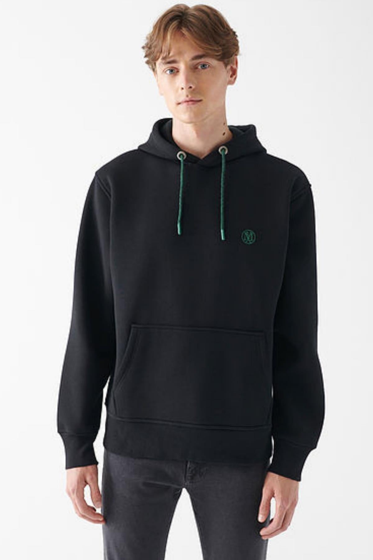 Mavi Kapüşonlu Erkek Sweat M065809-90