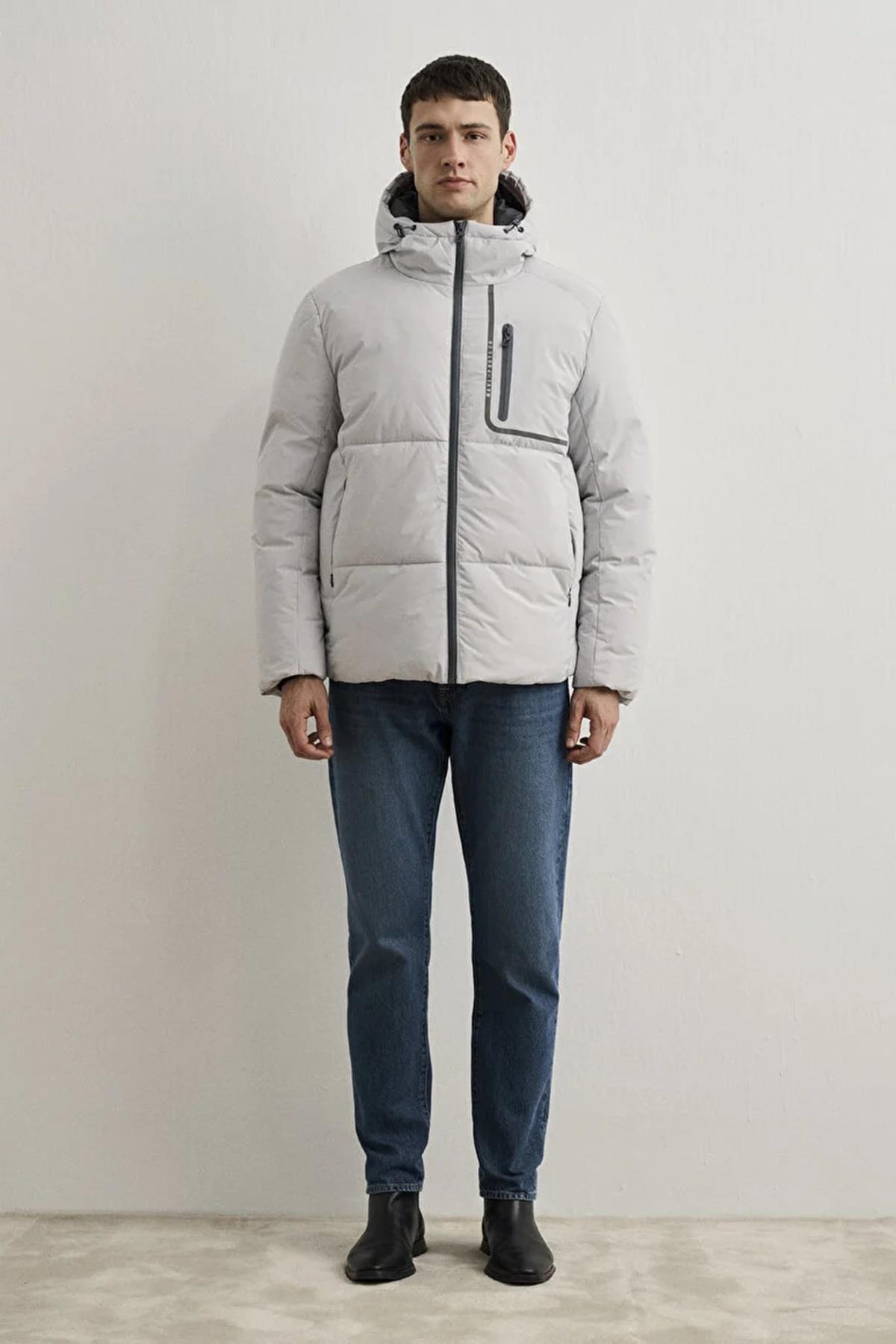 Mavi Kapüşonlu Erkek Ceket M0110463-7