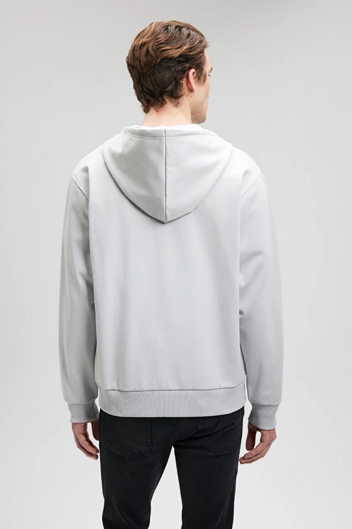 Mavi Fermuarlı Kapüşonlu Erkek Sweat M0S10134-7