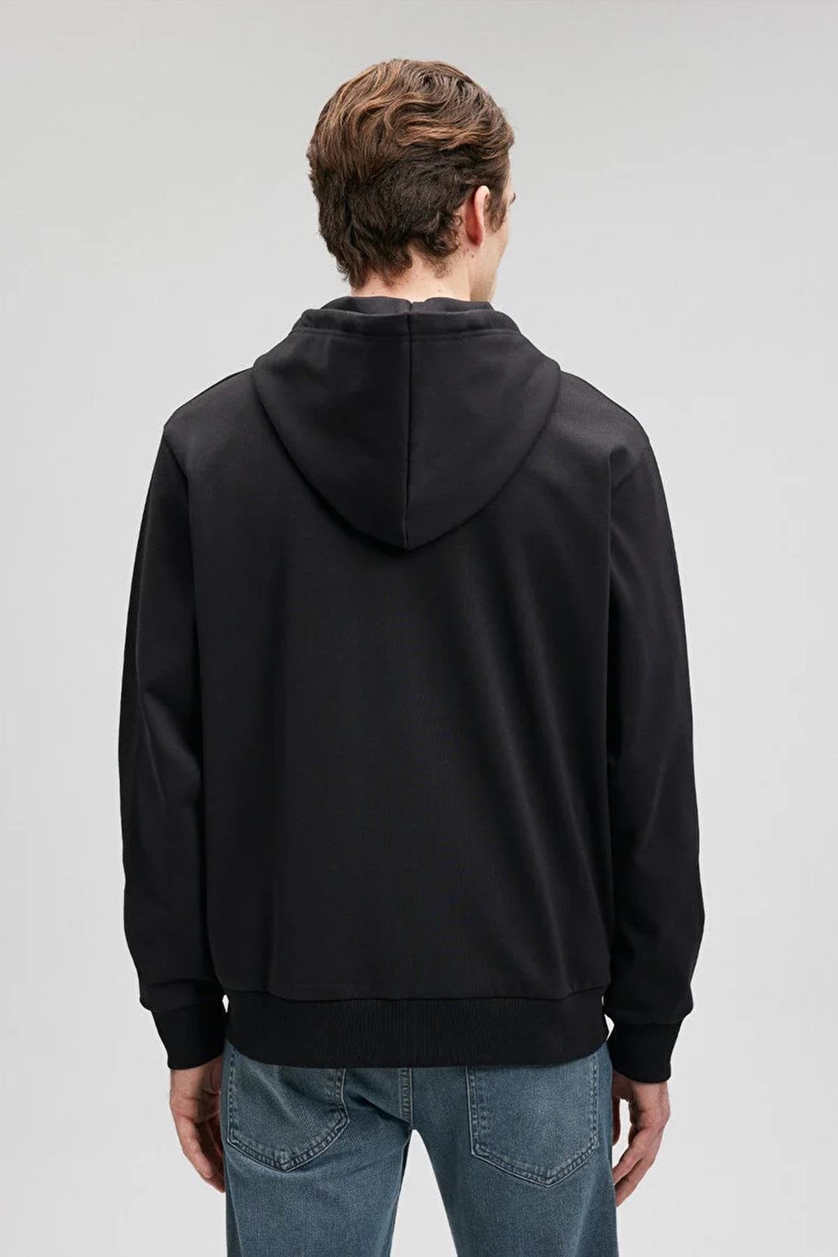 Mavi Fermuarlı Kapüşonlu Erkek Sweat M0S10134-7