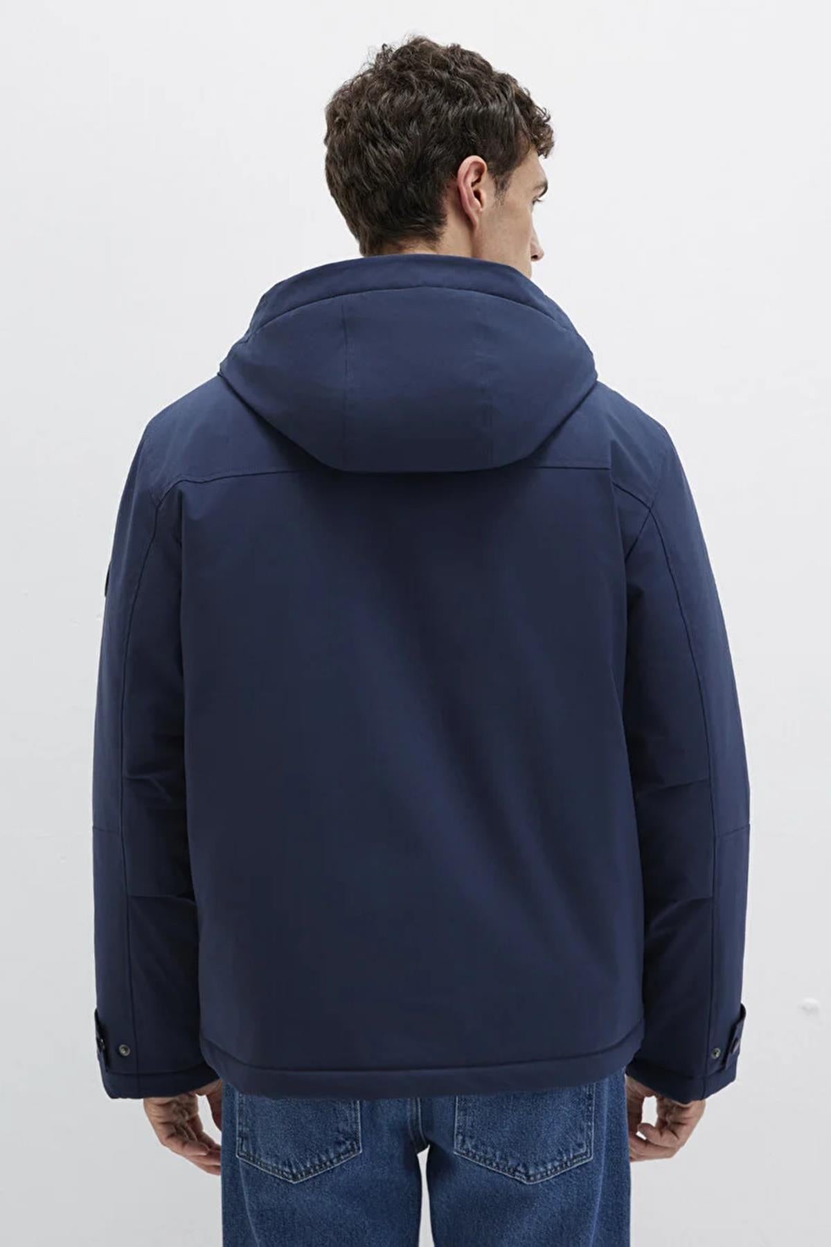 Mavi Kapüşonlu Erkek Ceket M0110667-8