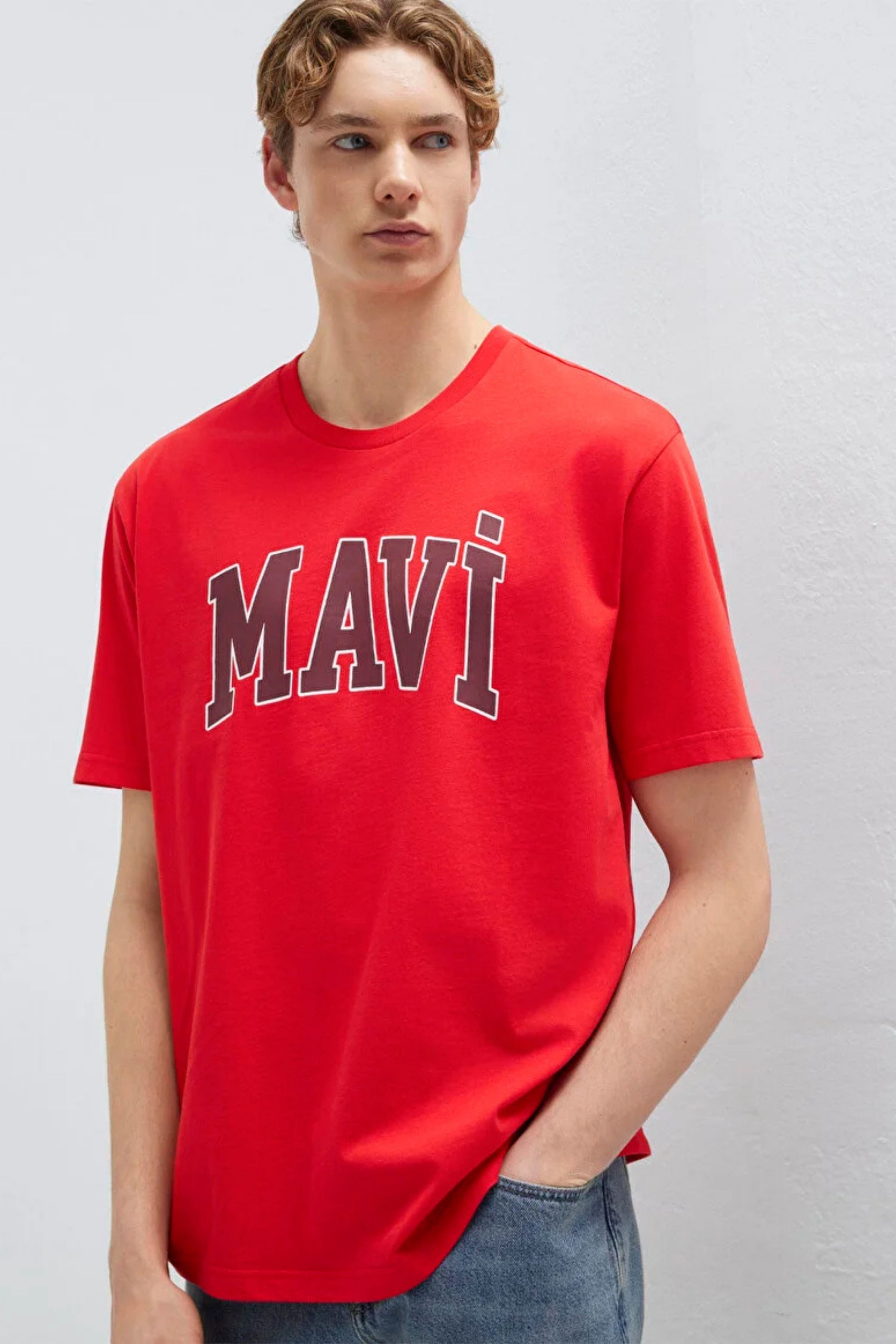 Mavi Logo Çin Kırmızısı Erkek Tişört M0611711-70467