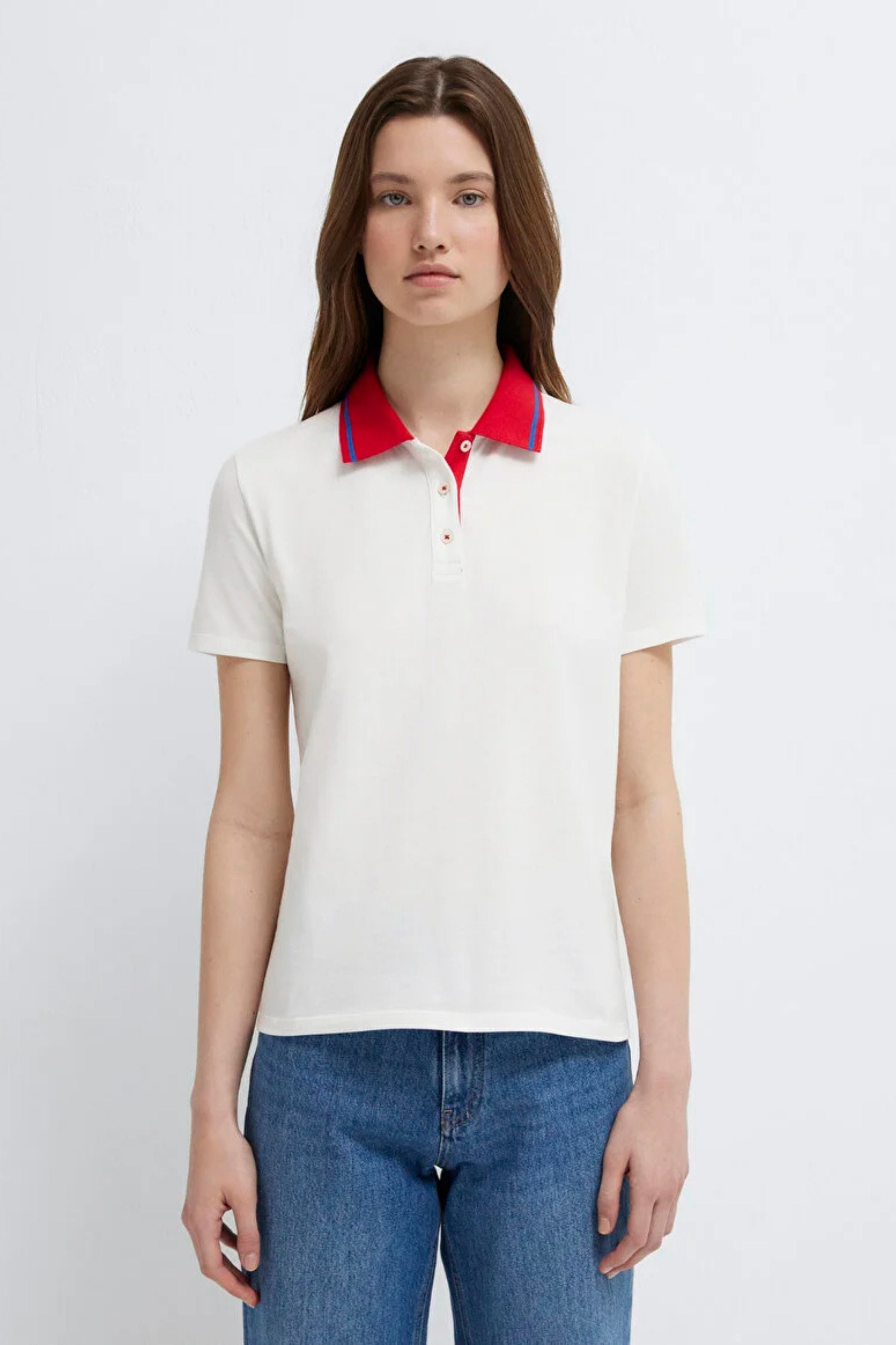Mavi Modelli Polo Kırık Beyaz Kadın Tişört M1613916-70057