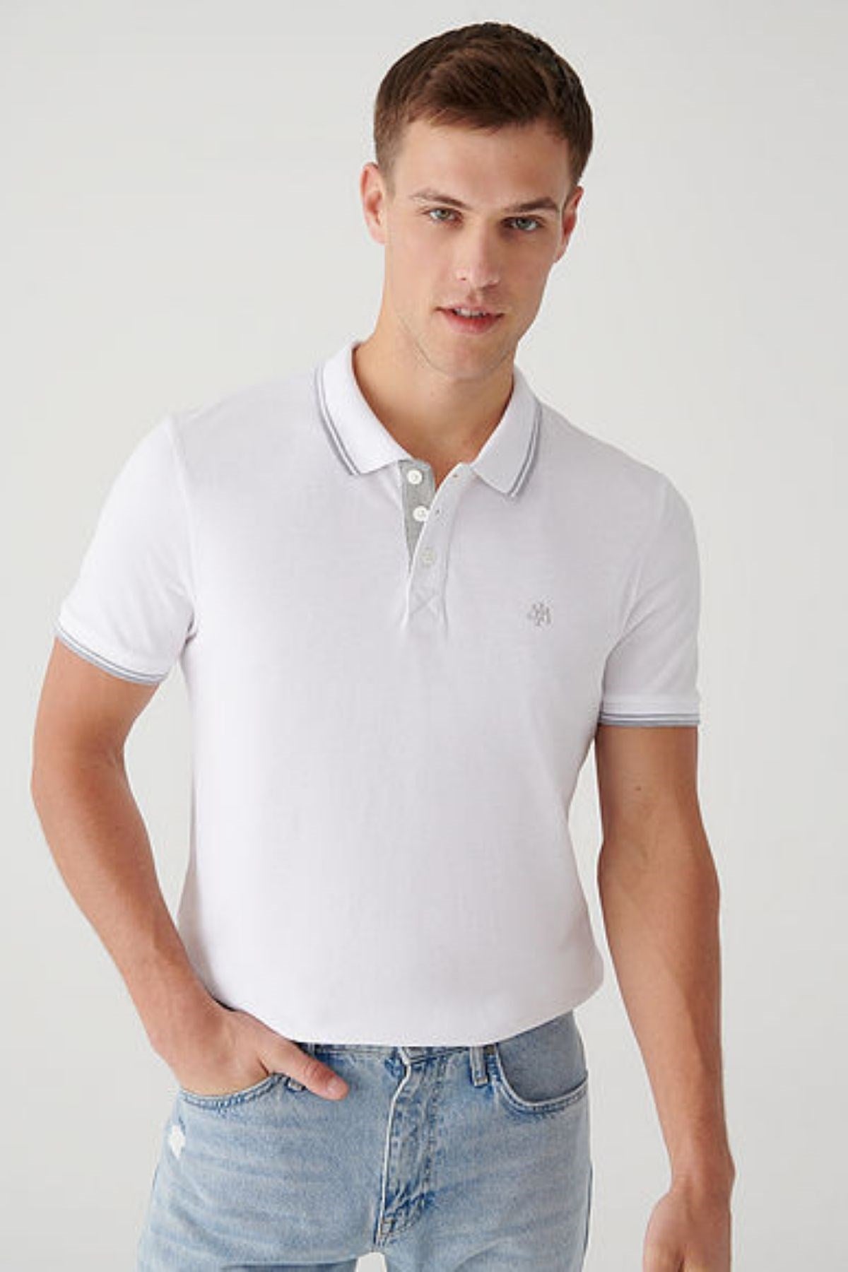 Mavi Polo Beyaz Erkek Tişört 064164-278