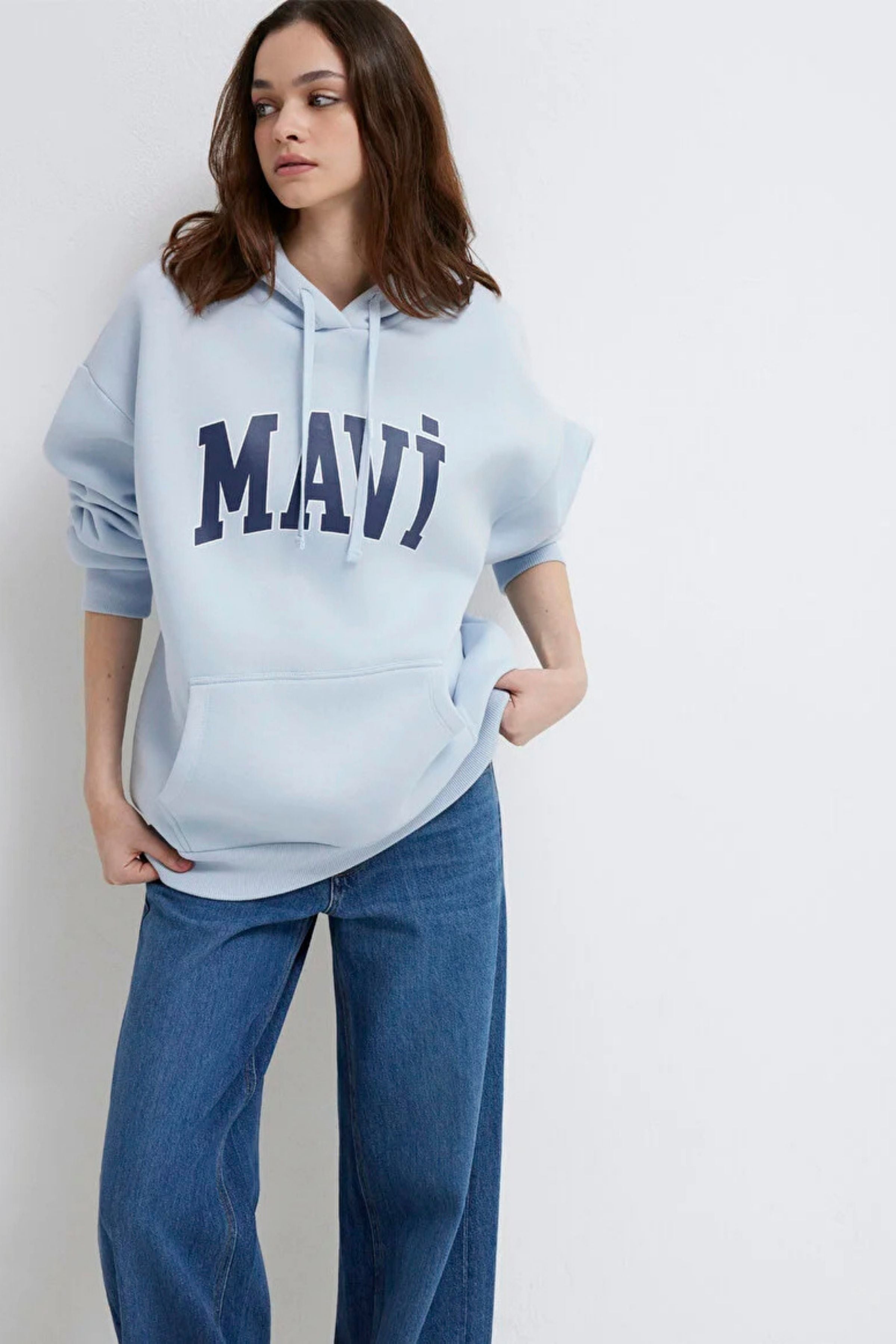 Mavi Kapüşonlu Kadın Sweat M1600361