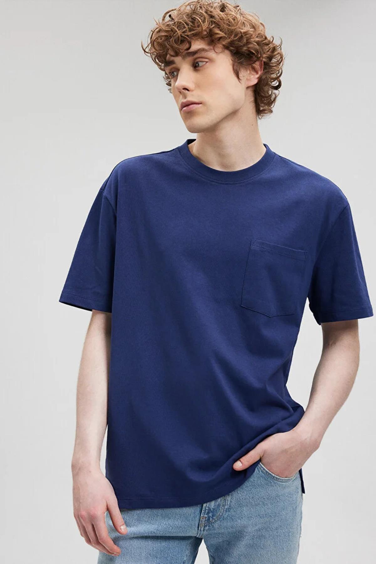 Mavi Cepli Erkek Tişört M066248-84