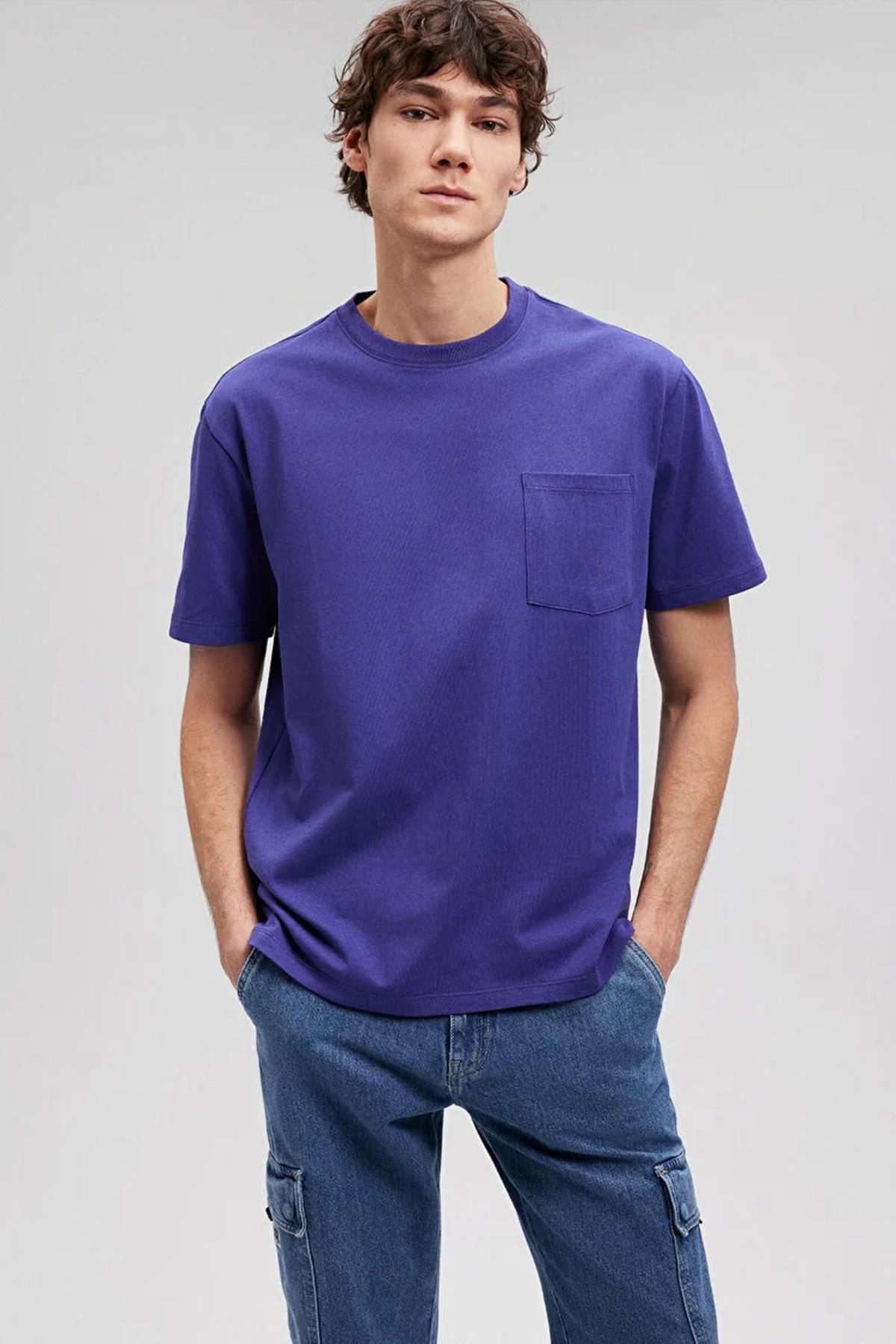 Mavi Cepli Erkek Tişört M066248-70