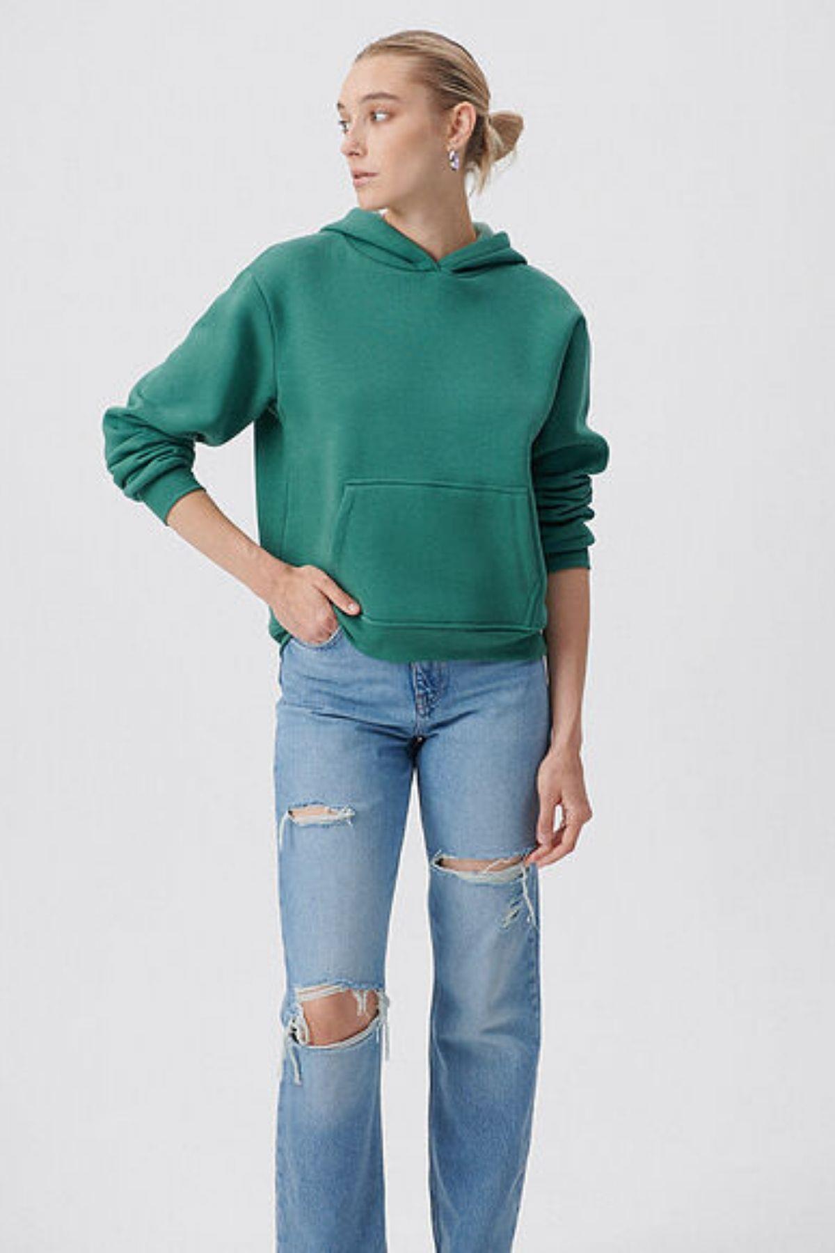 Mavi Kapüşonlu  Kadın Sweat M167299-71Bs