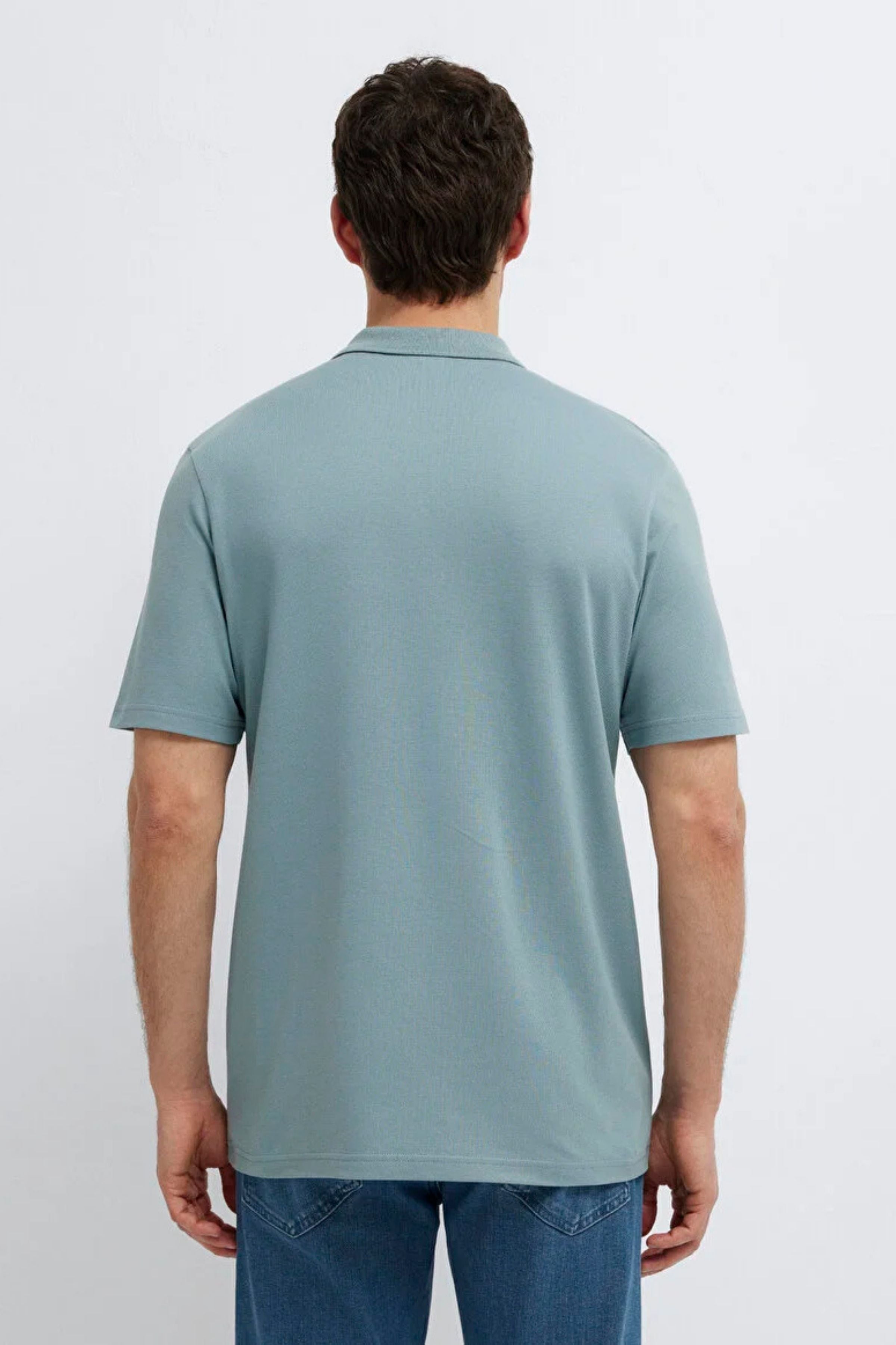Mavi Polo Yaka Kurşun Gri Erkek Tişört M0611837-70118