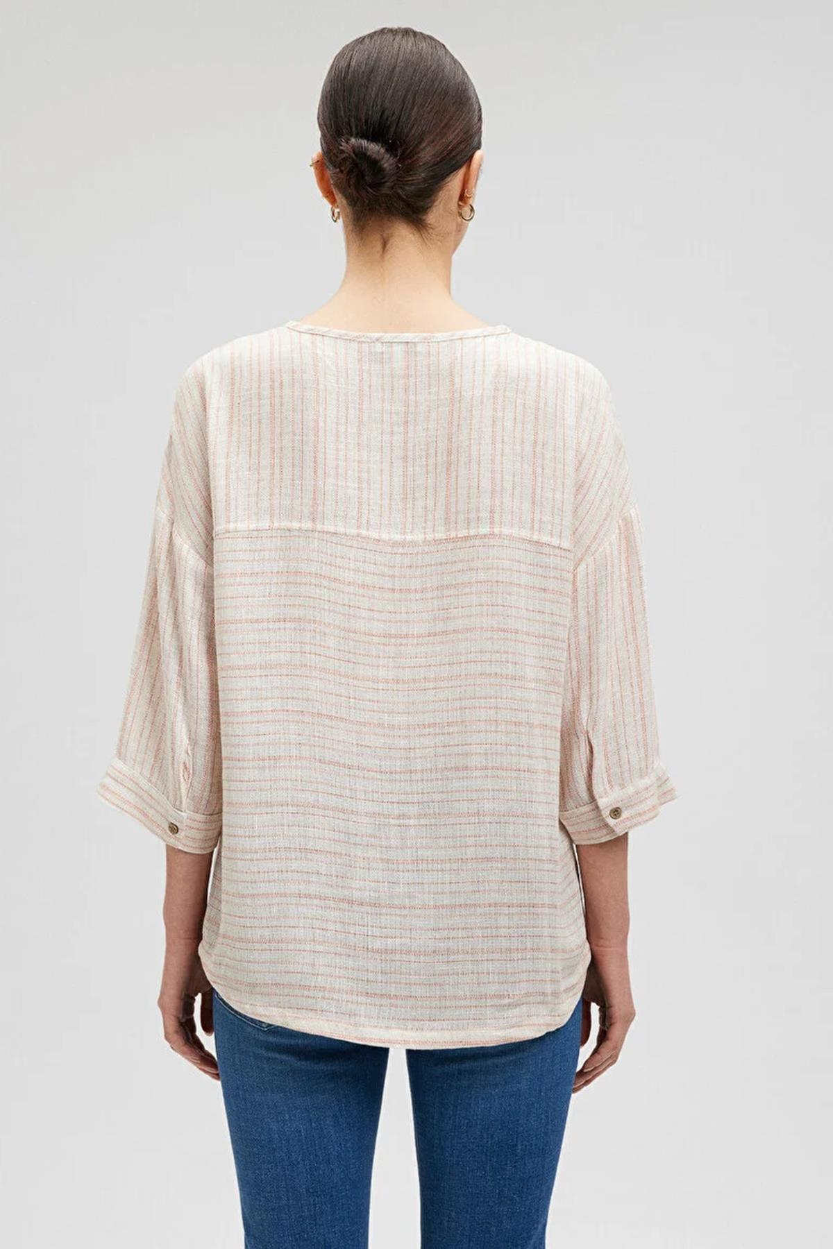 Mavi Kısa Kollu Kadın Gömlek M1210328-8B