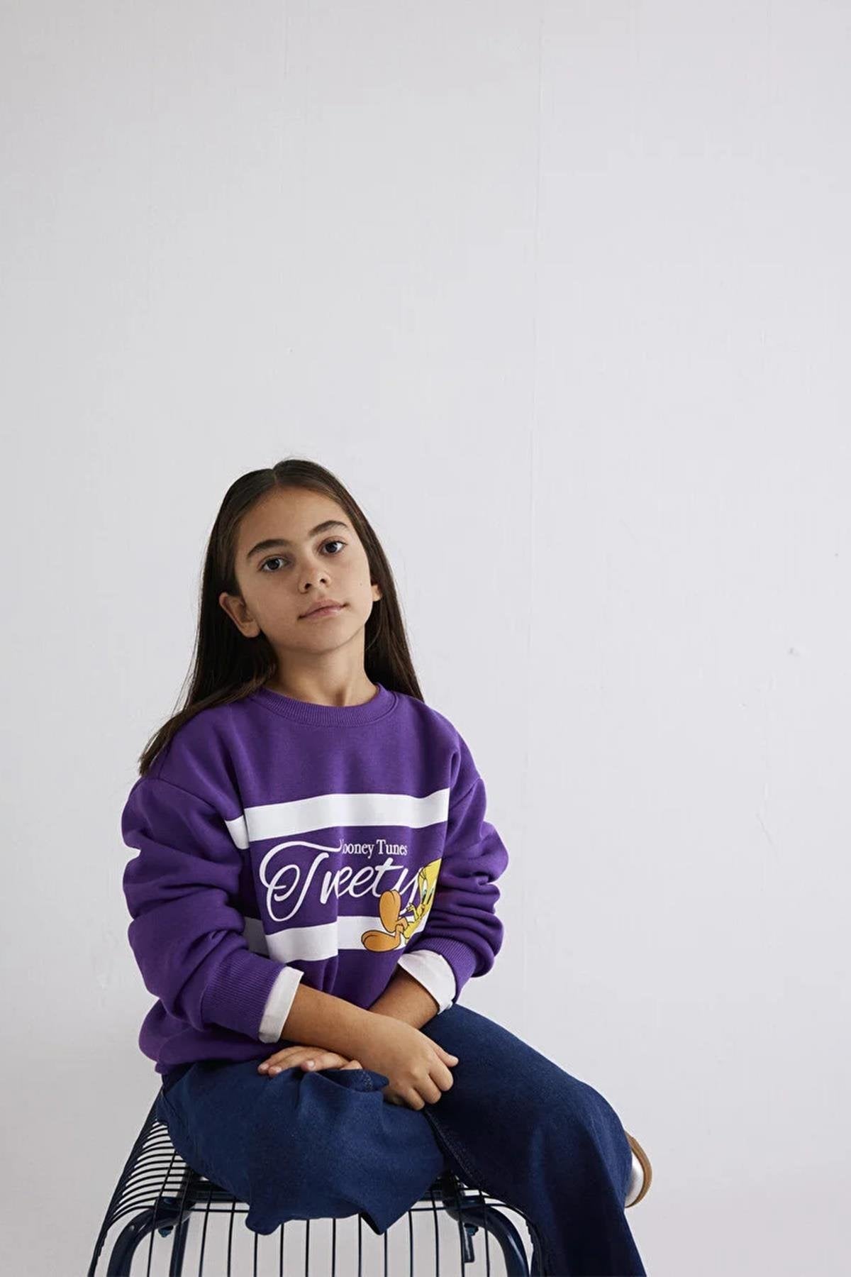 Mavi Tweety Baskılı Kız Çocuk Sweat M7S10073-7