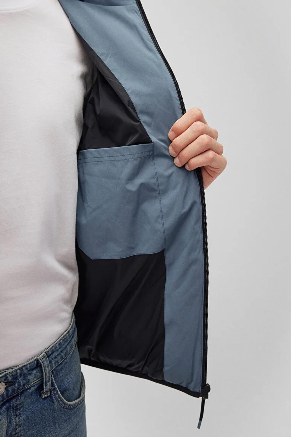 Mavi Kapüşonlu Erkek Ceket M0110360-7