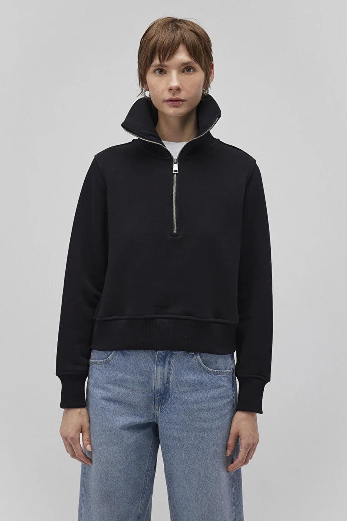 Mavi Yarım Fermuarlı Kadın Sweat M1S10145-9