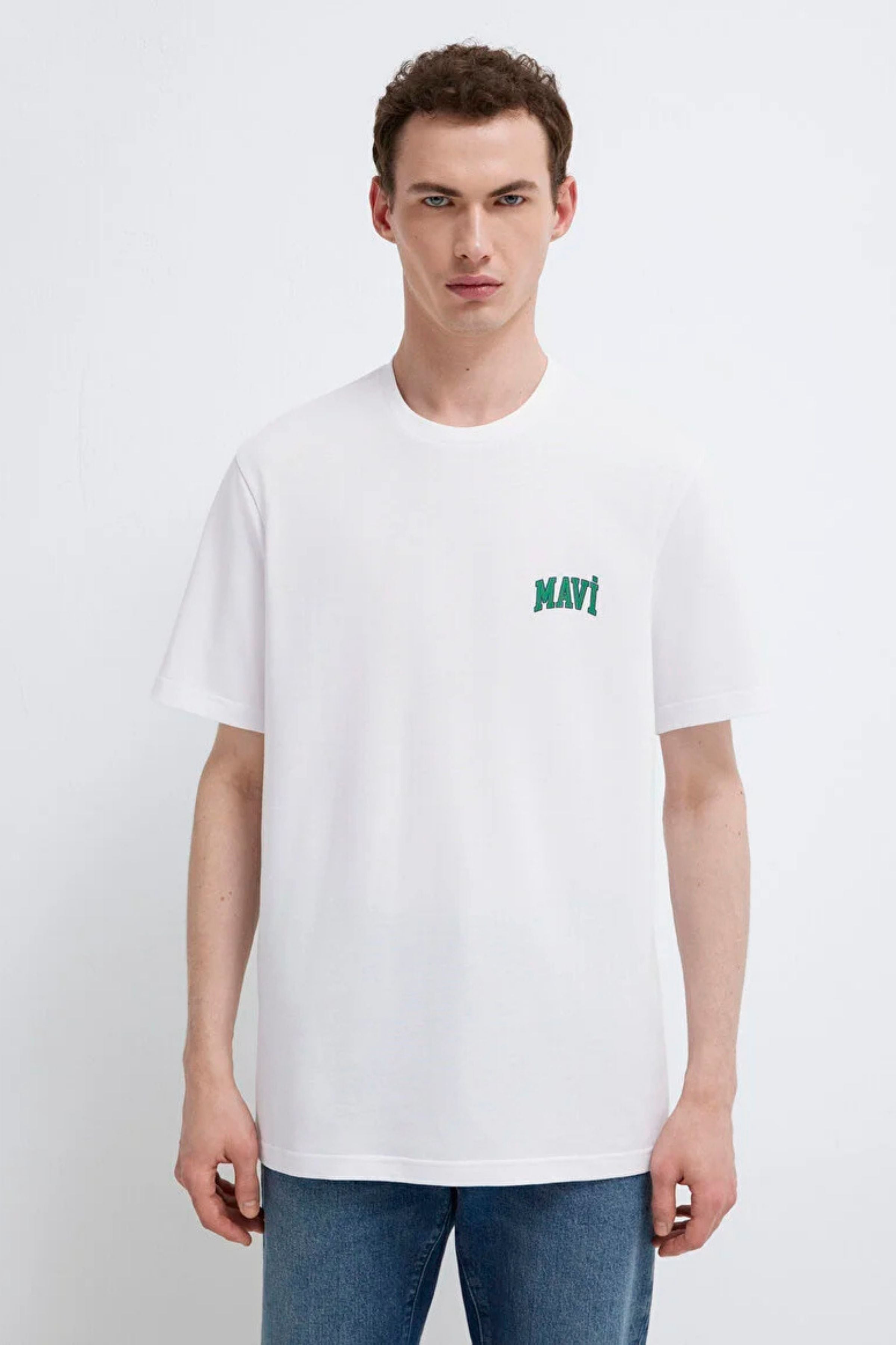 Mavi Mavi Logo Beyaz Erkek Tişört M0611714-6