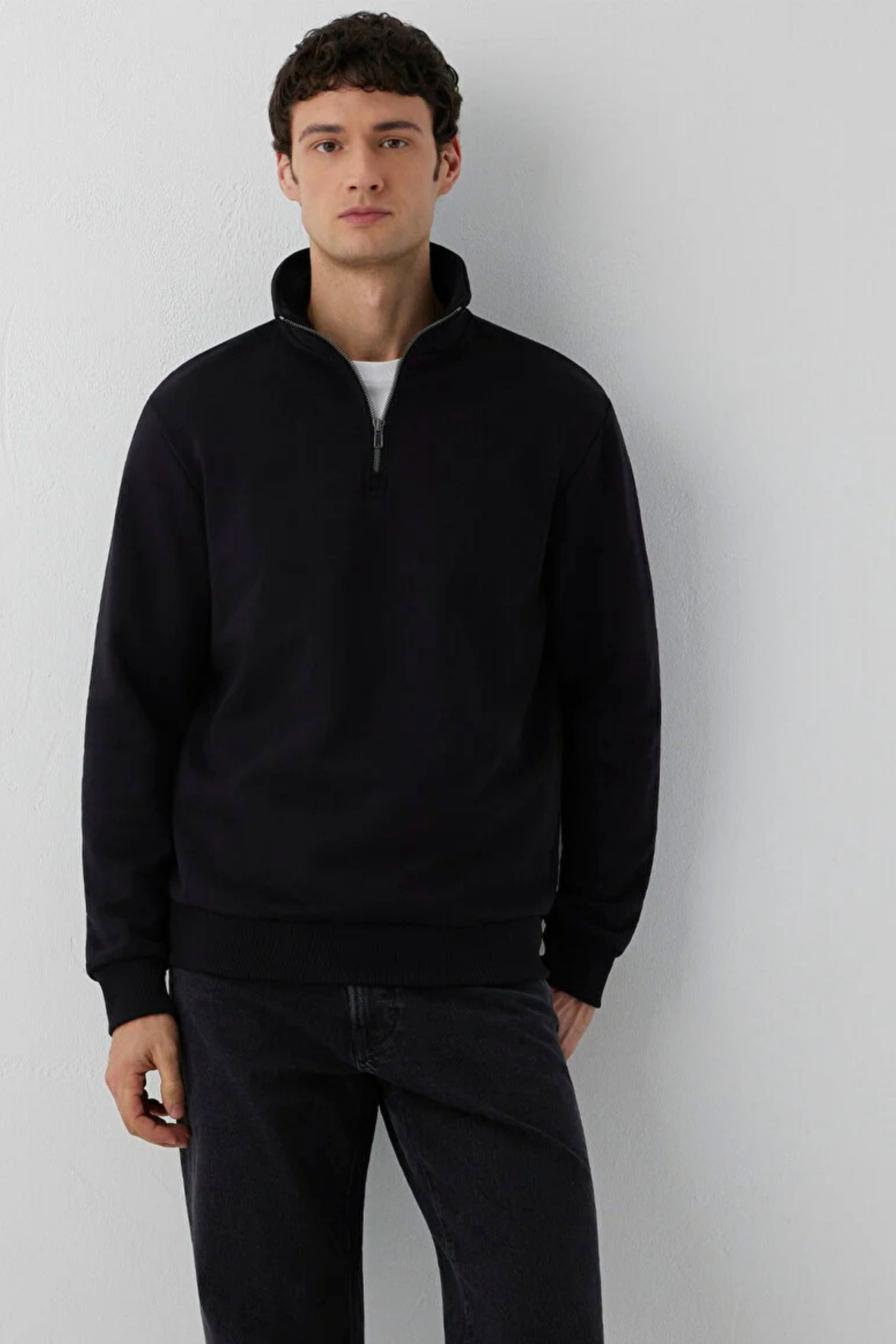 Mavi Yarım Fermuarlı Erkek Sweat M0S20027-900