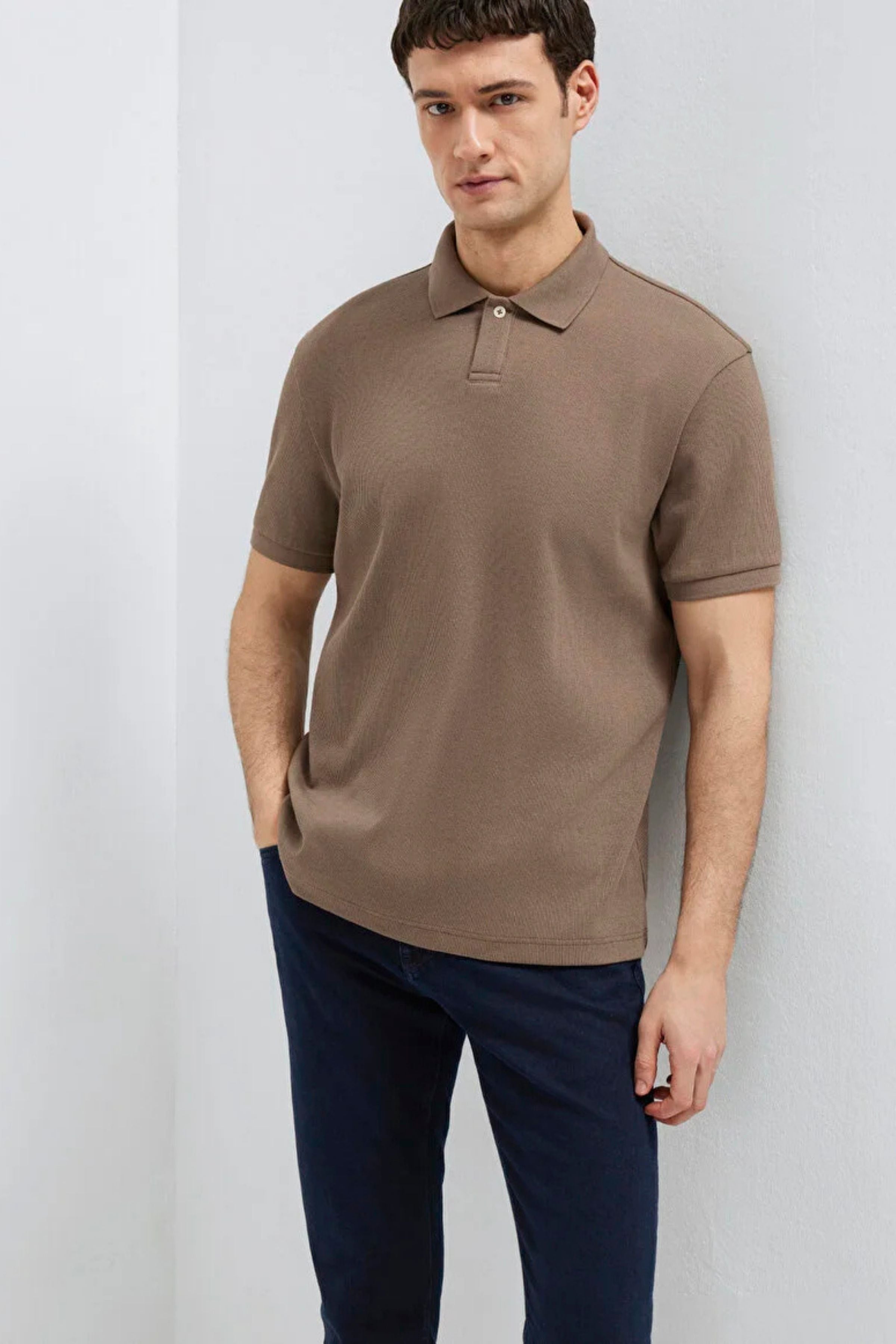 Mavi Polo Yaka Mantar Kahve Erkek Tişört M0613126-83866
