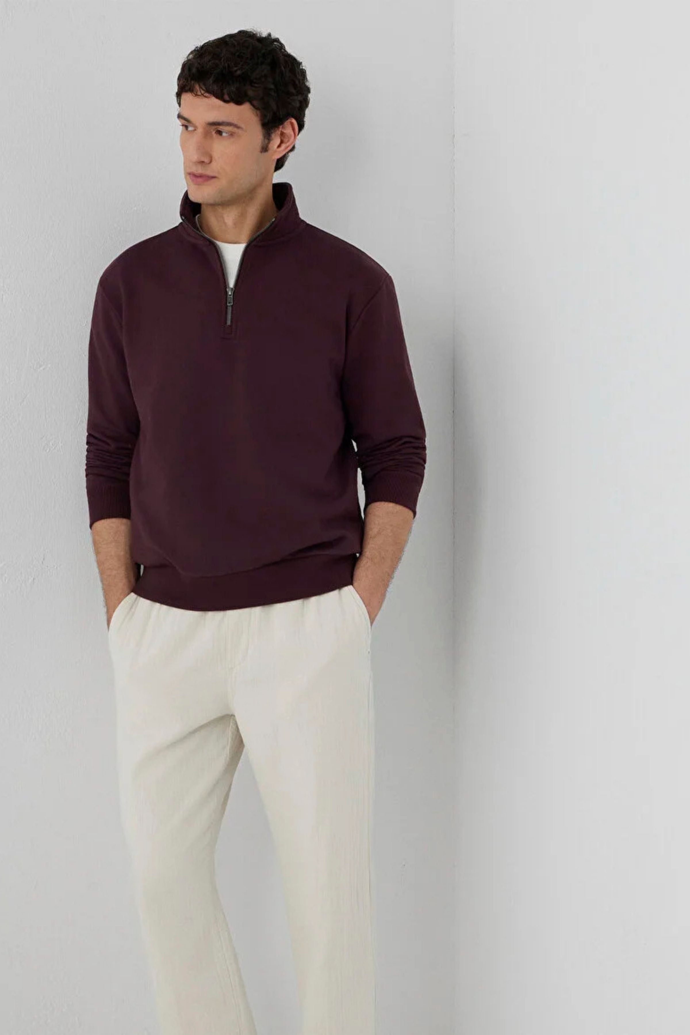 Mavi Yarım Fermuarlı Erkek Sweat M0S20027-70223