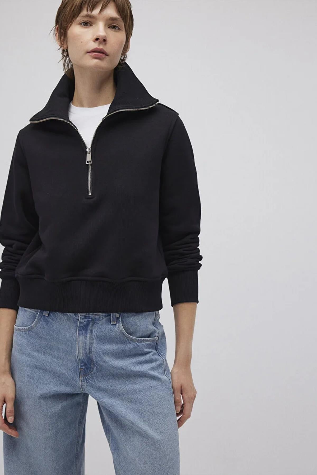 Mavi Yarım Fermuarlı Kadın Sweat M1S10145-9