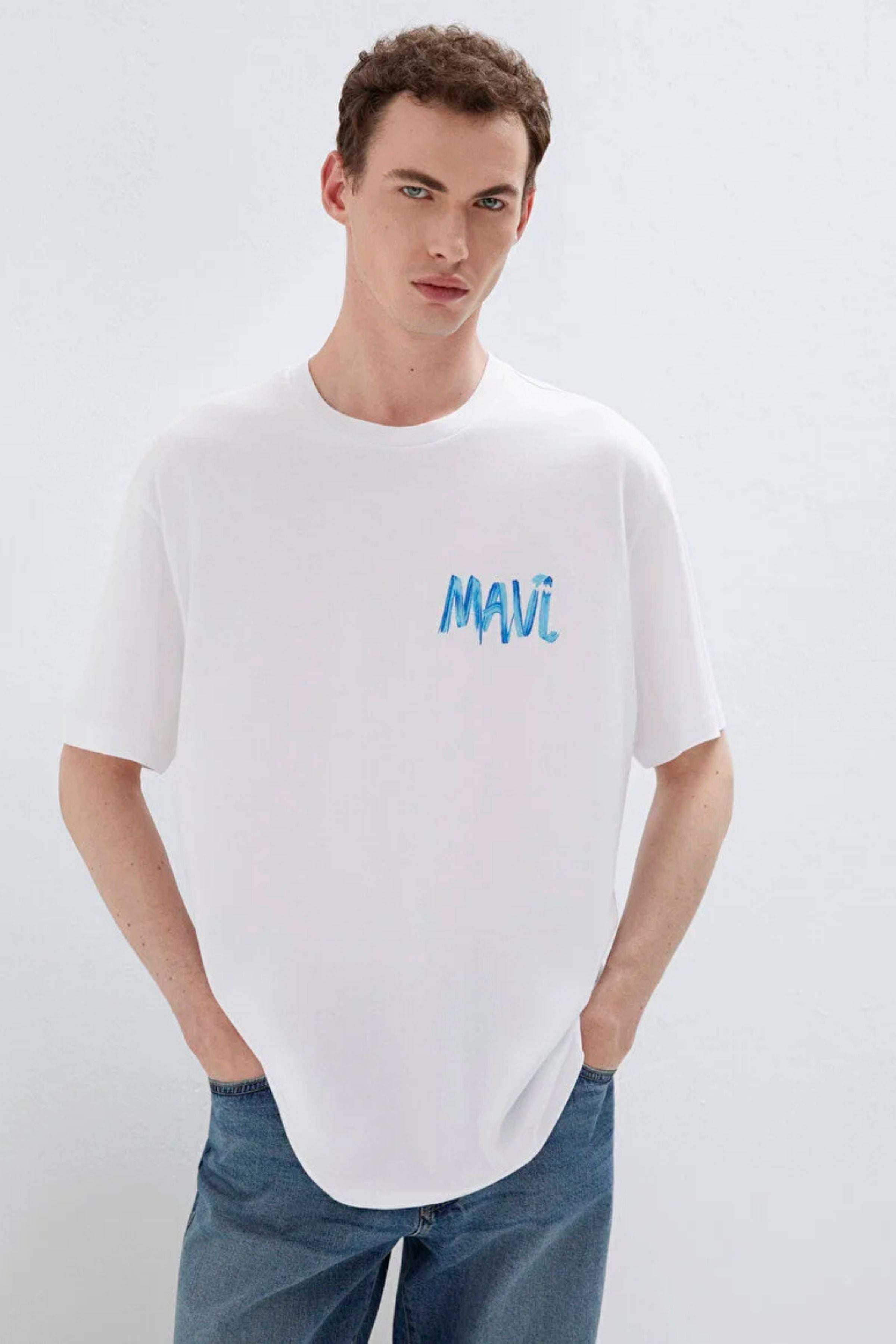 Mavi Mavi Beyaz Erkek Tişört M0612468-620