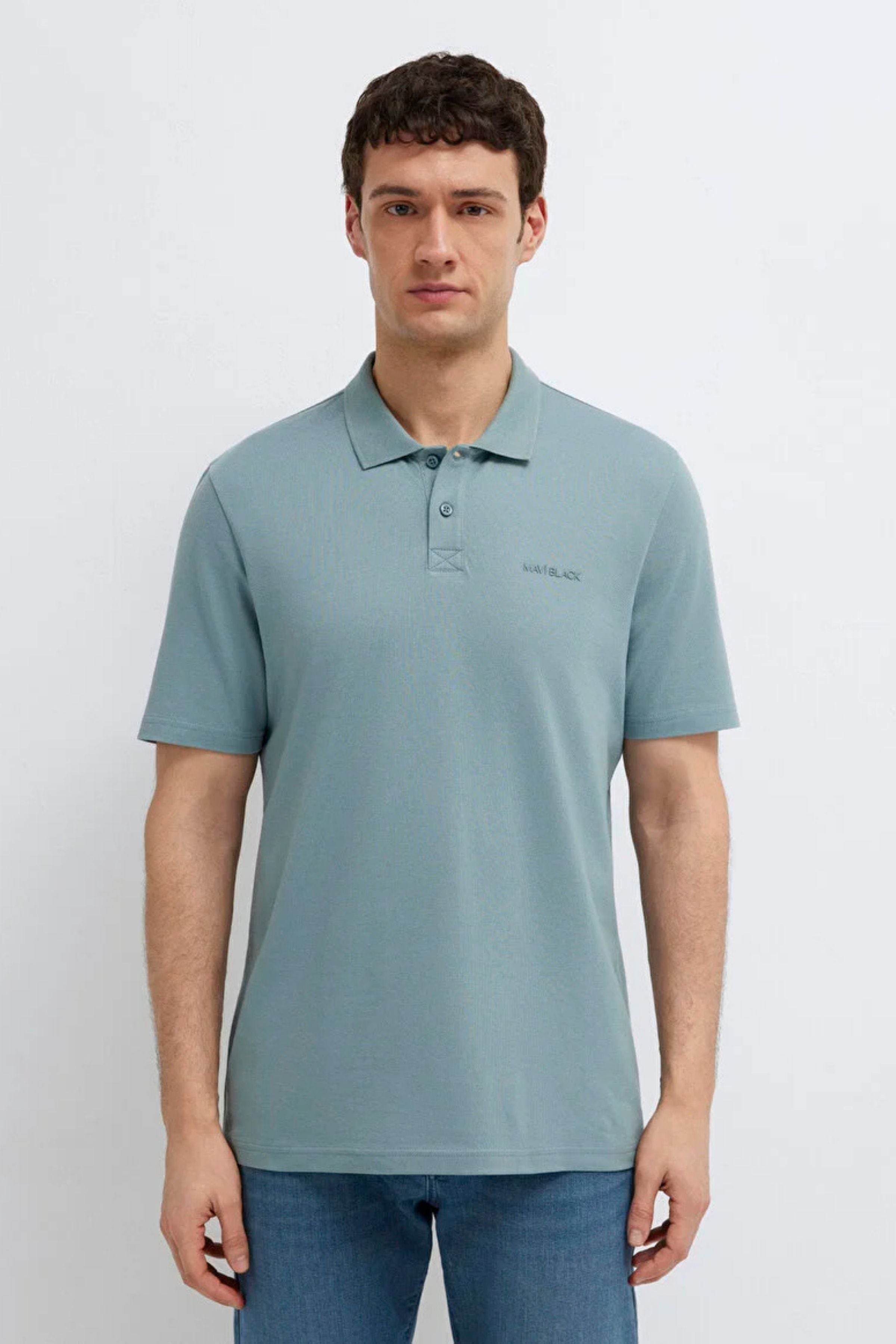 Mavi Polo Yaka Kurşun Gri Erkek Tişört M0611837-70118