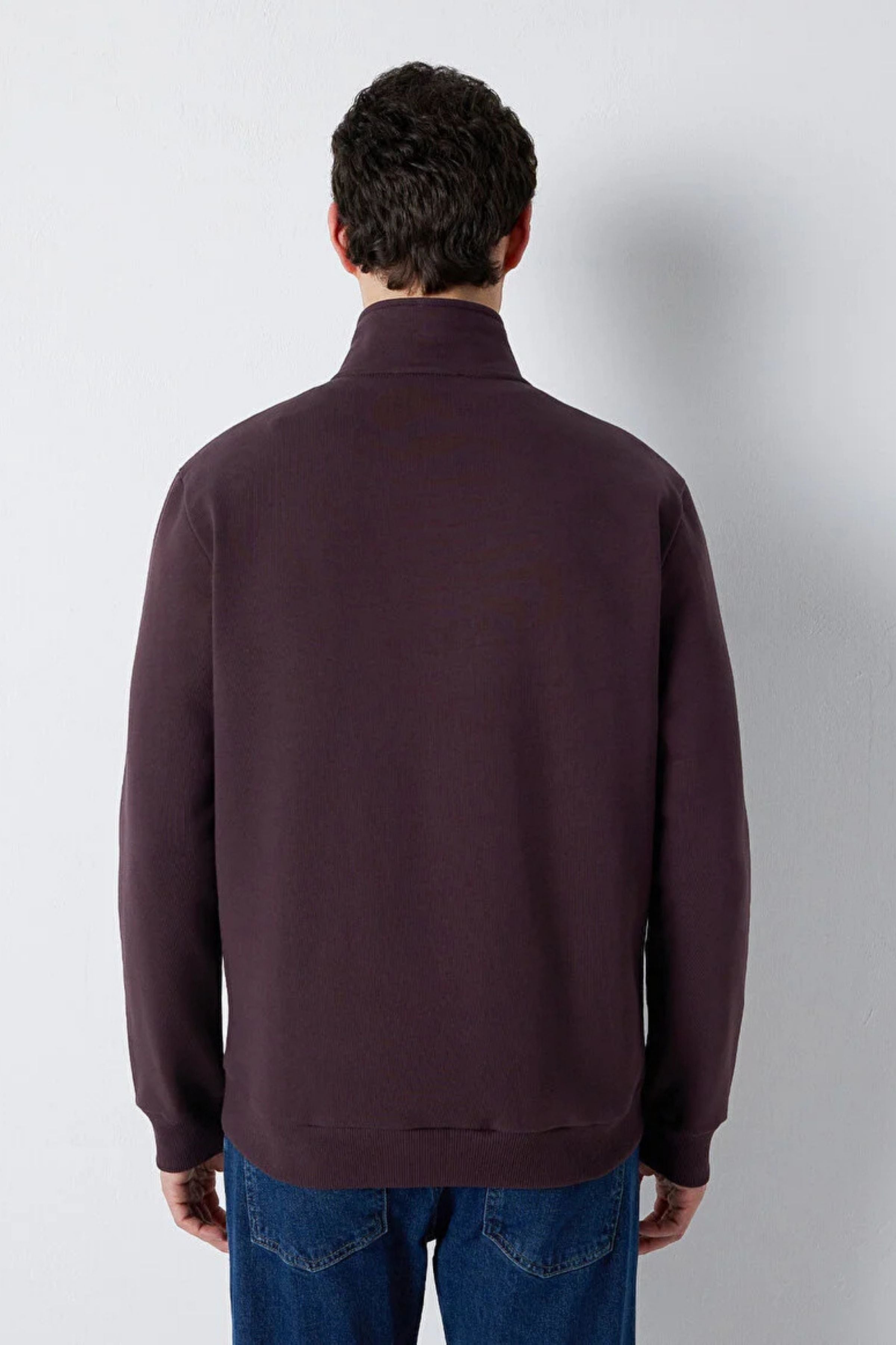 Mavi Yarım Fermuarlı Erkek Sweat M0S20027-88083
