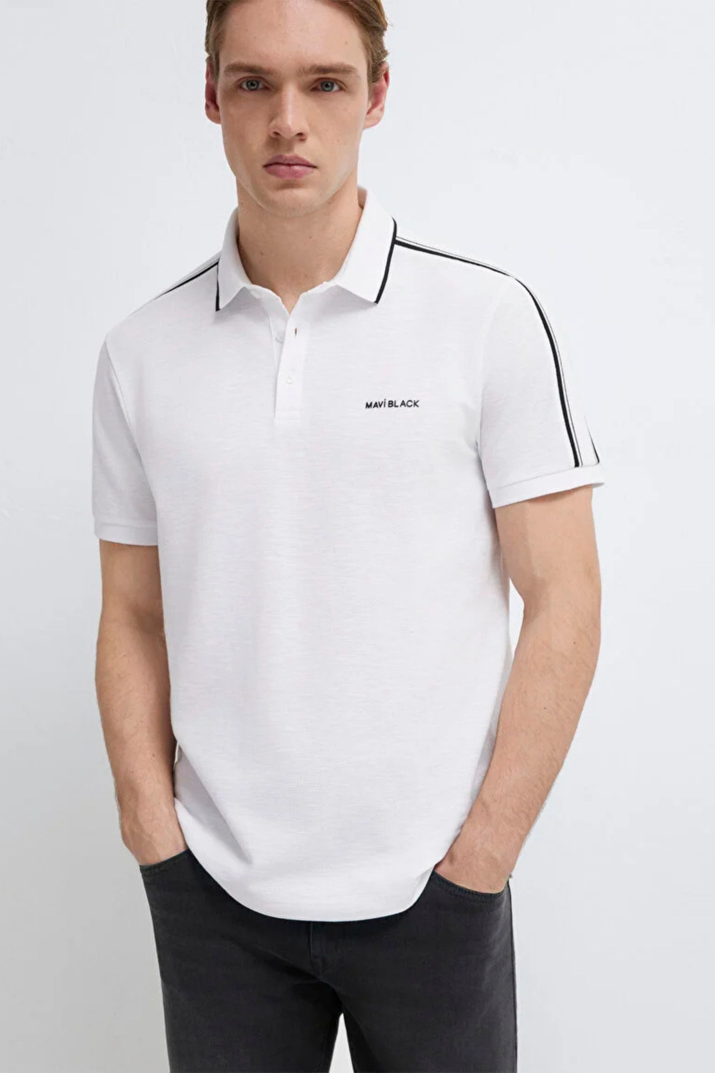 Mavi Polo Beyaz Erkek Tişört M0611838-620